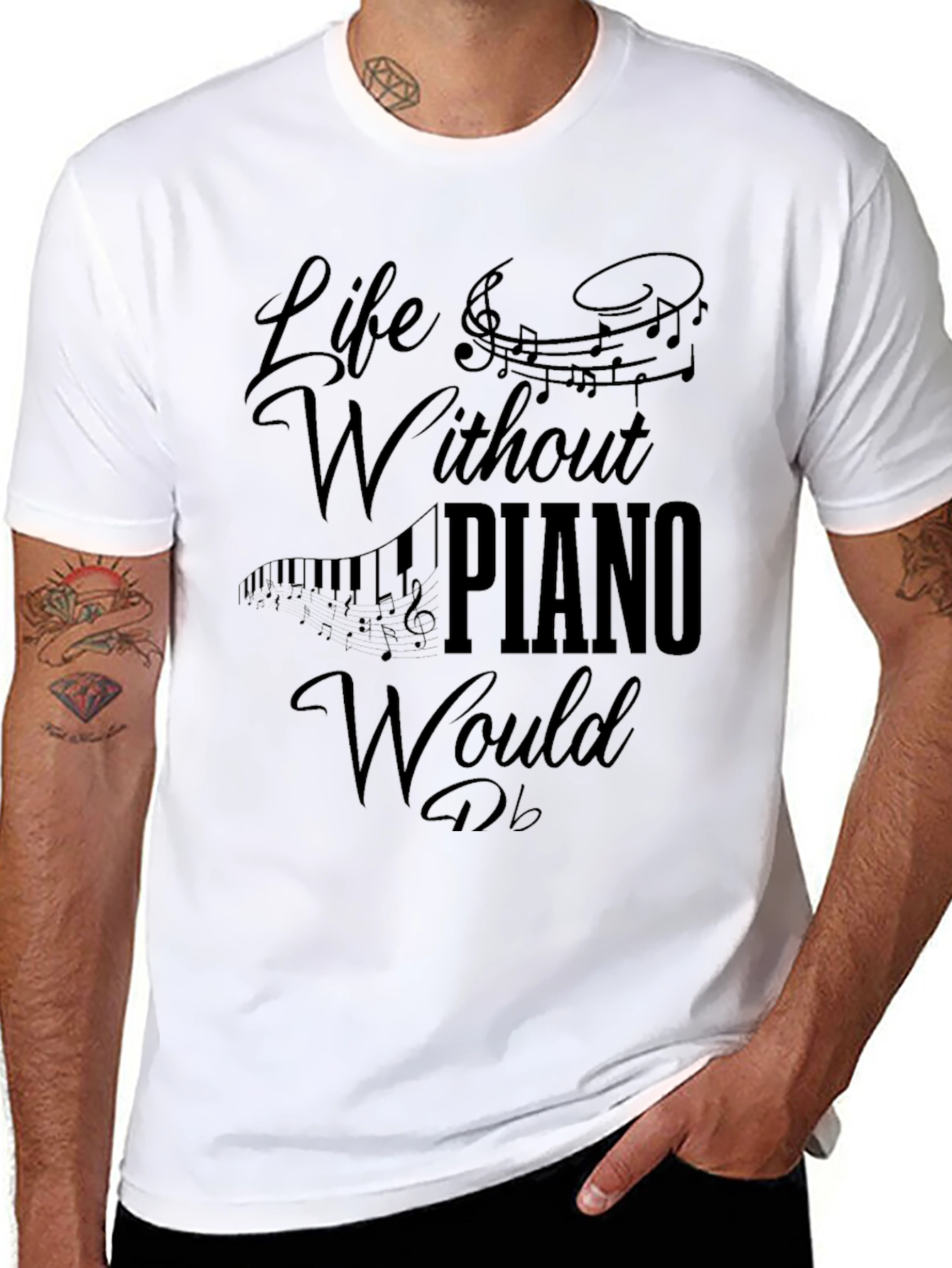 Black Life Without Piano T-Shirt - Music Lover Tee view 8