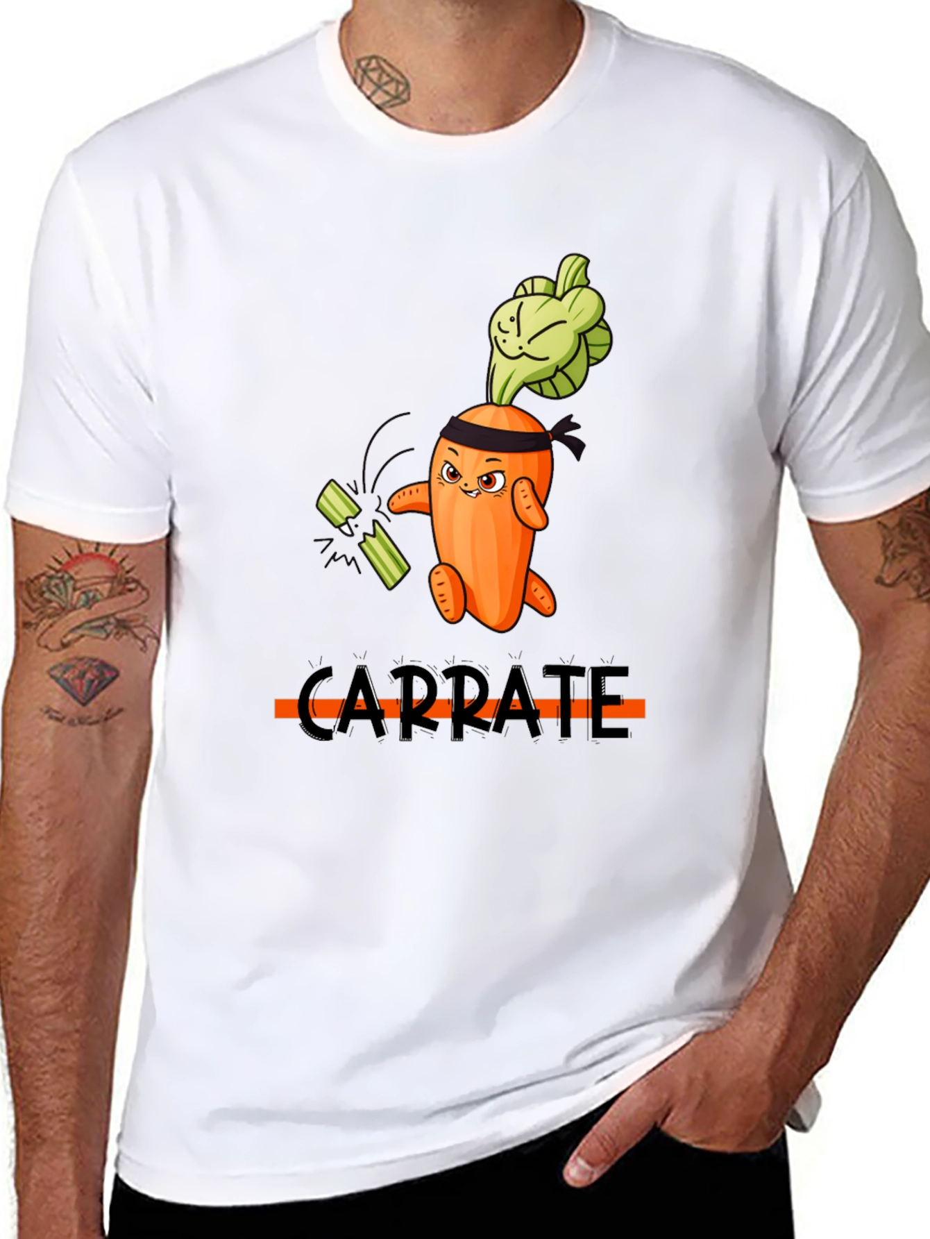 Black Carra-te T-Shirt: Funny Carrot Karate Design view 8