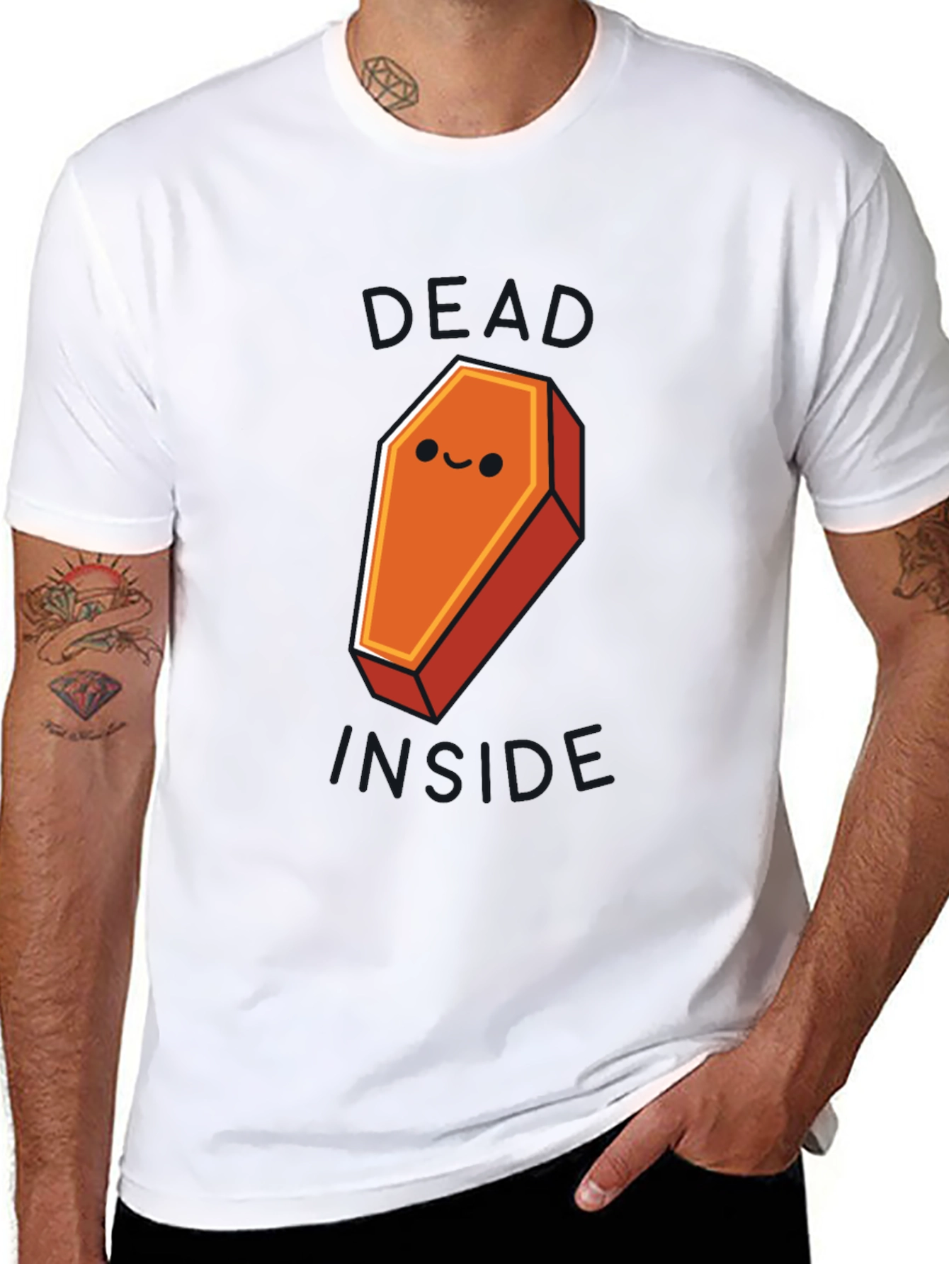 Black Dead Inside Coffin Graphic Tee - Soft Cotton Blend view 8