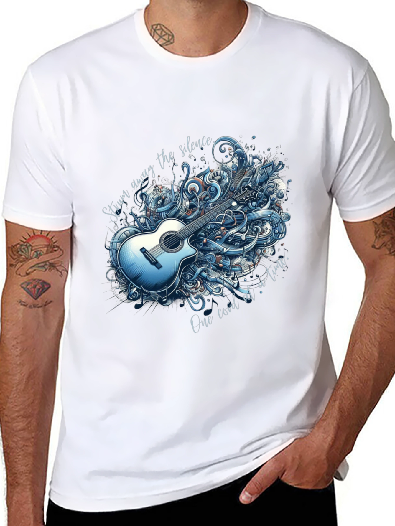 Black Acoustic Guitar Graphic T-Shirt view 8