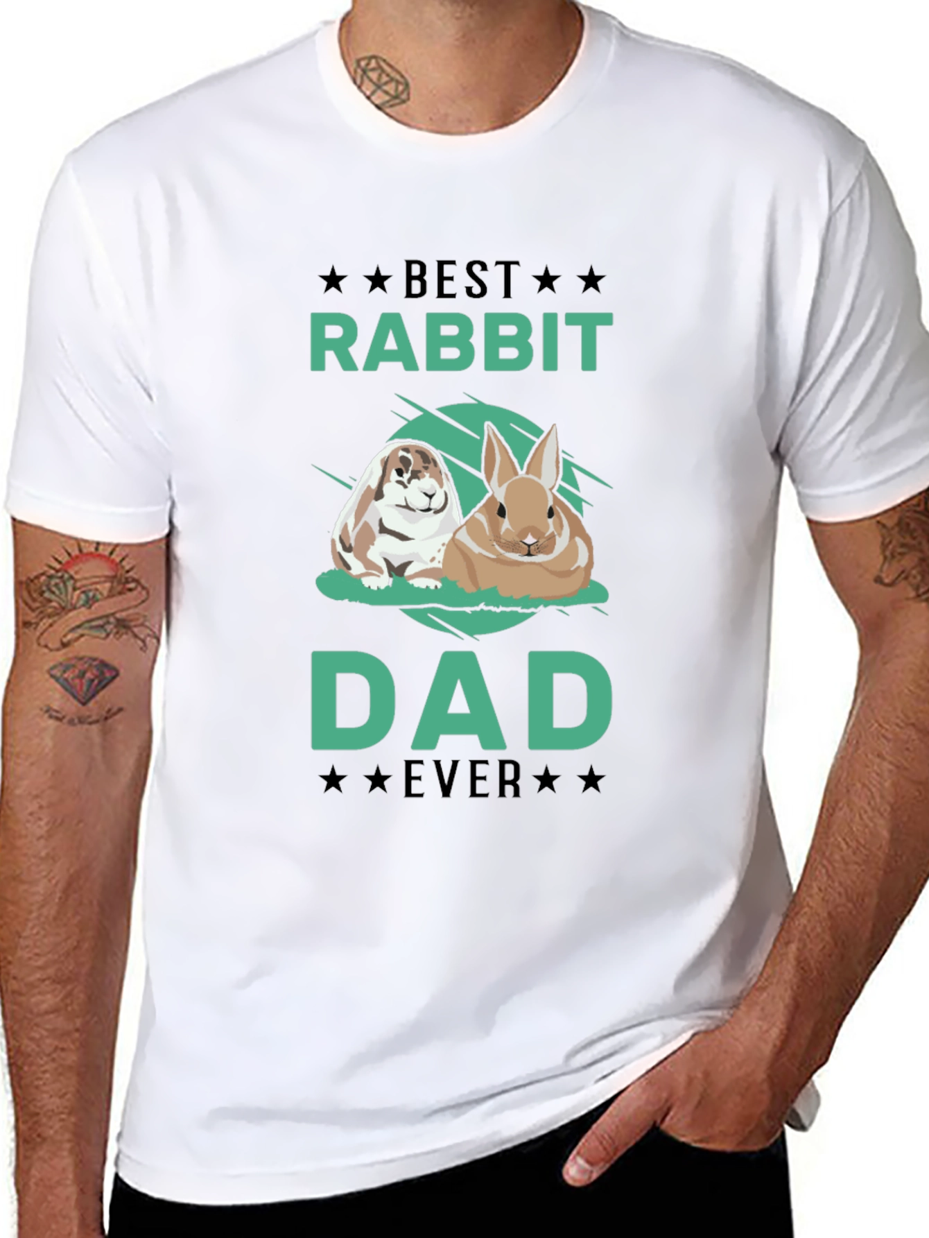Black Best Rabbit Dad Ever T-Shirt view 8