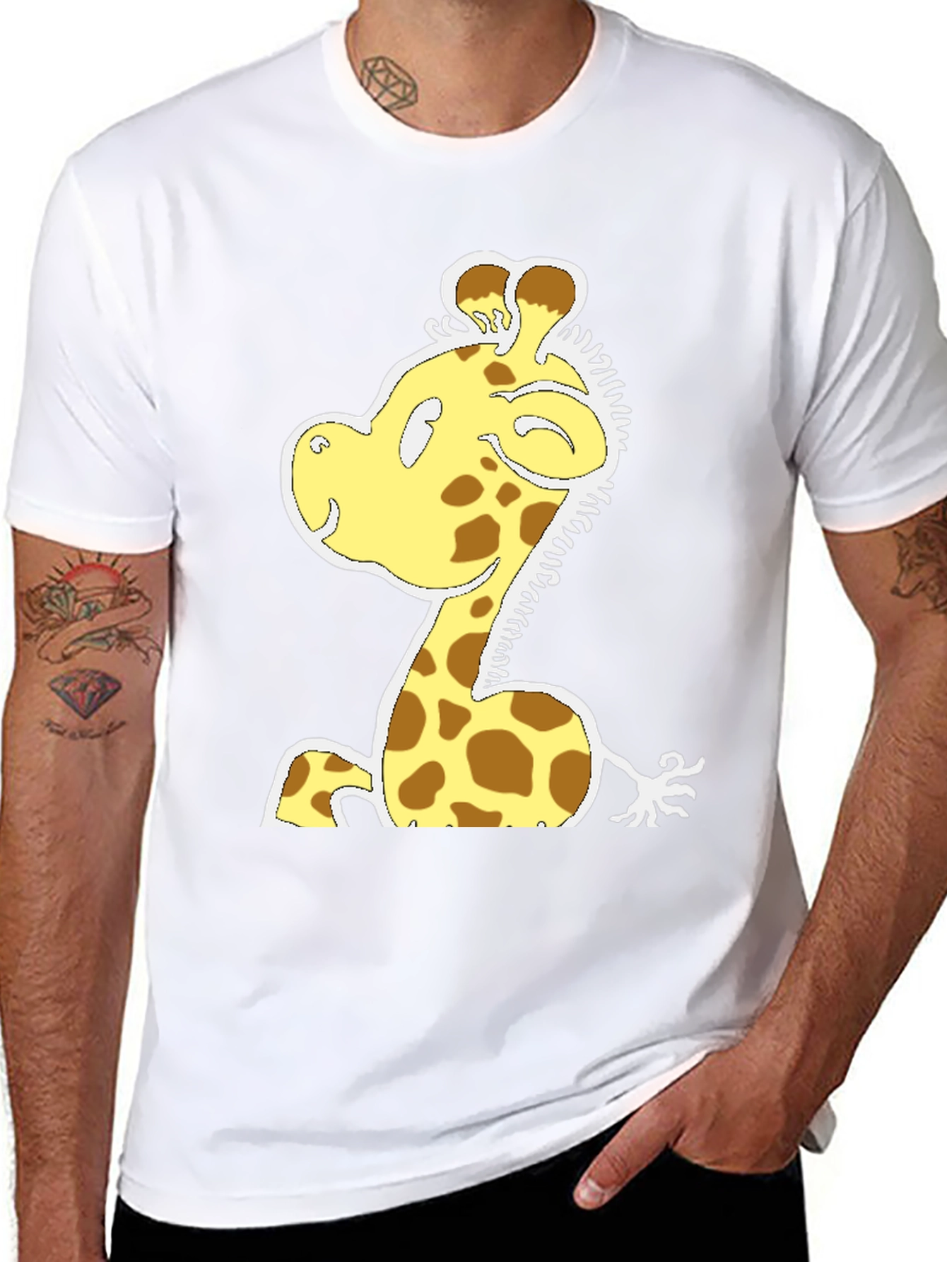Black Cartoon Giraffe T-Shirt - Fun Graphic Tee view 8