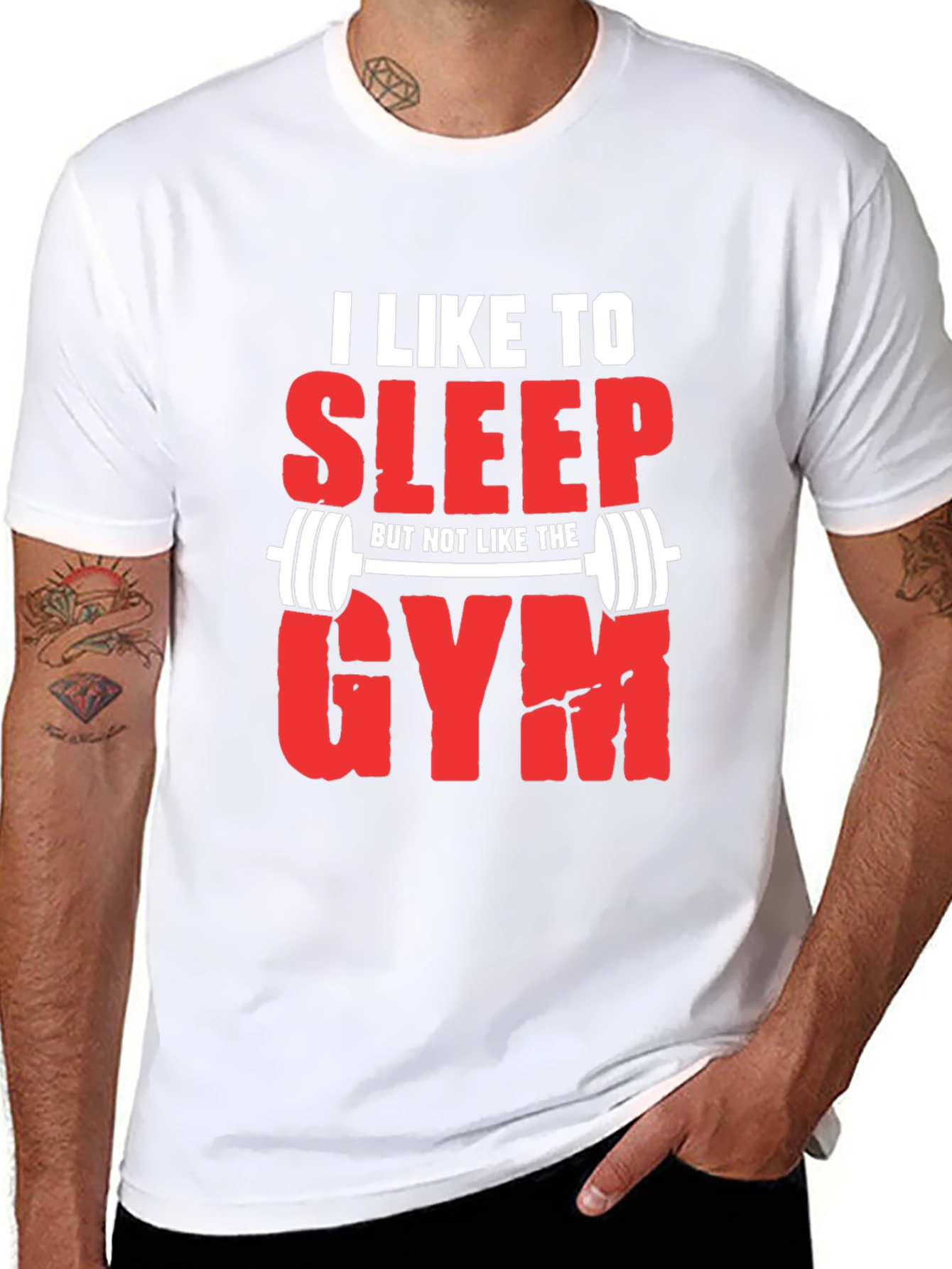 Black Funny Gym Hater T-Shirt: I Like to Sleep view 8