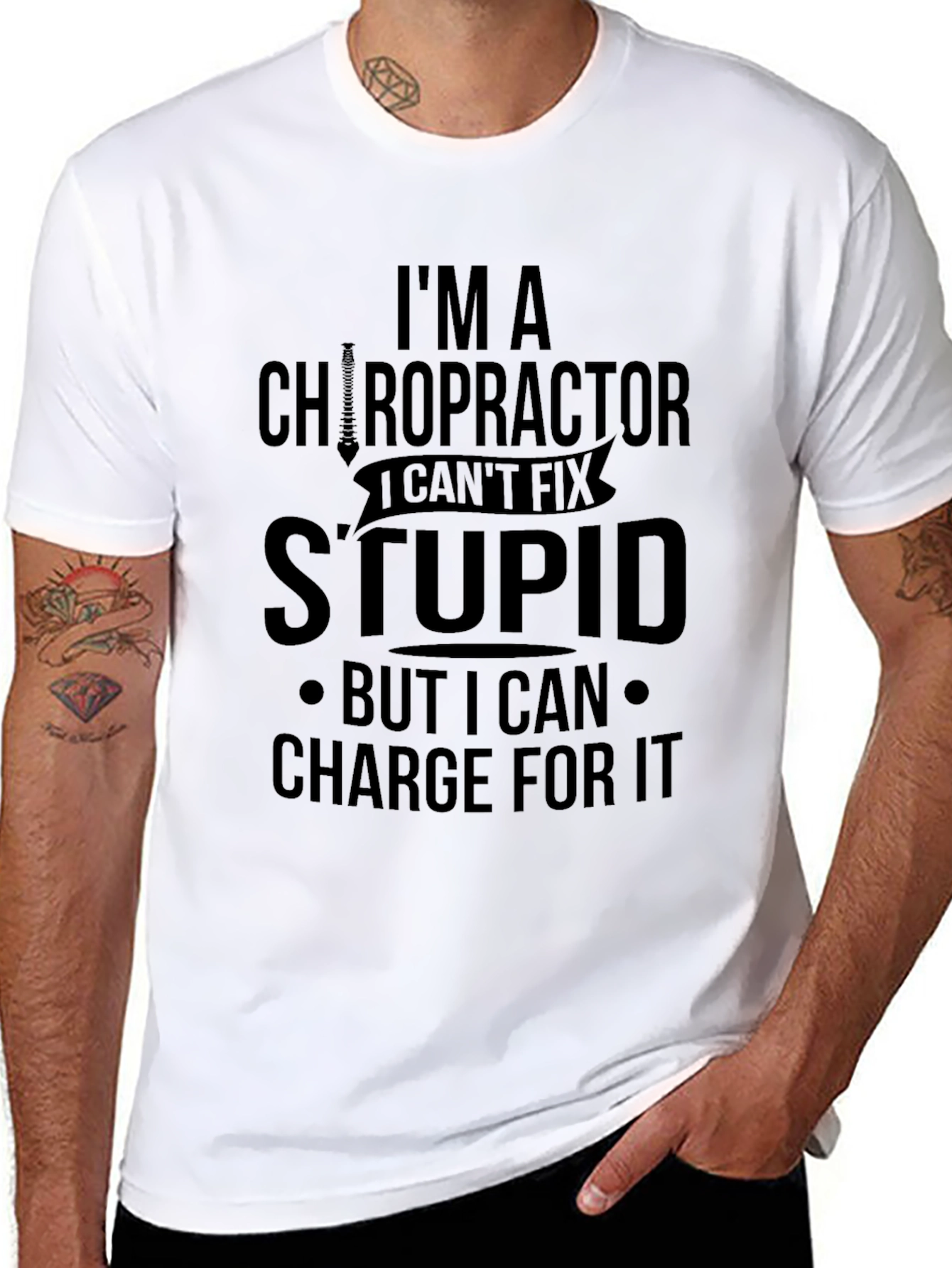 Black Chiropractor Funny Slogan Graphic T-Shirt view 8