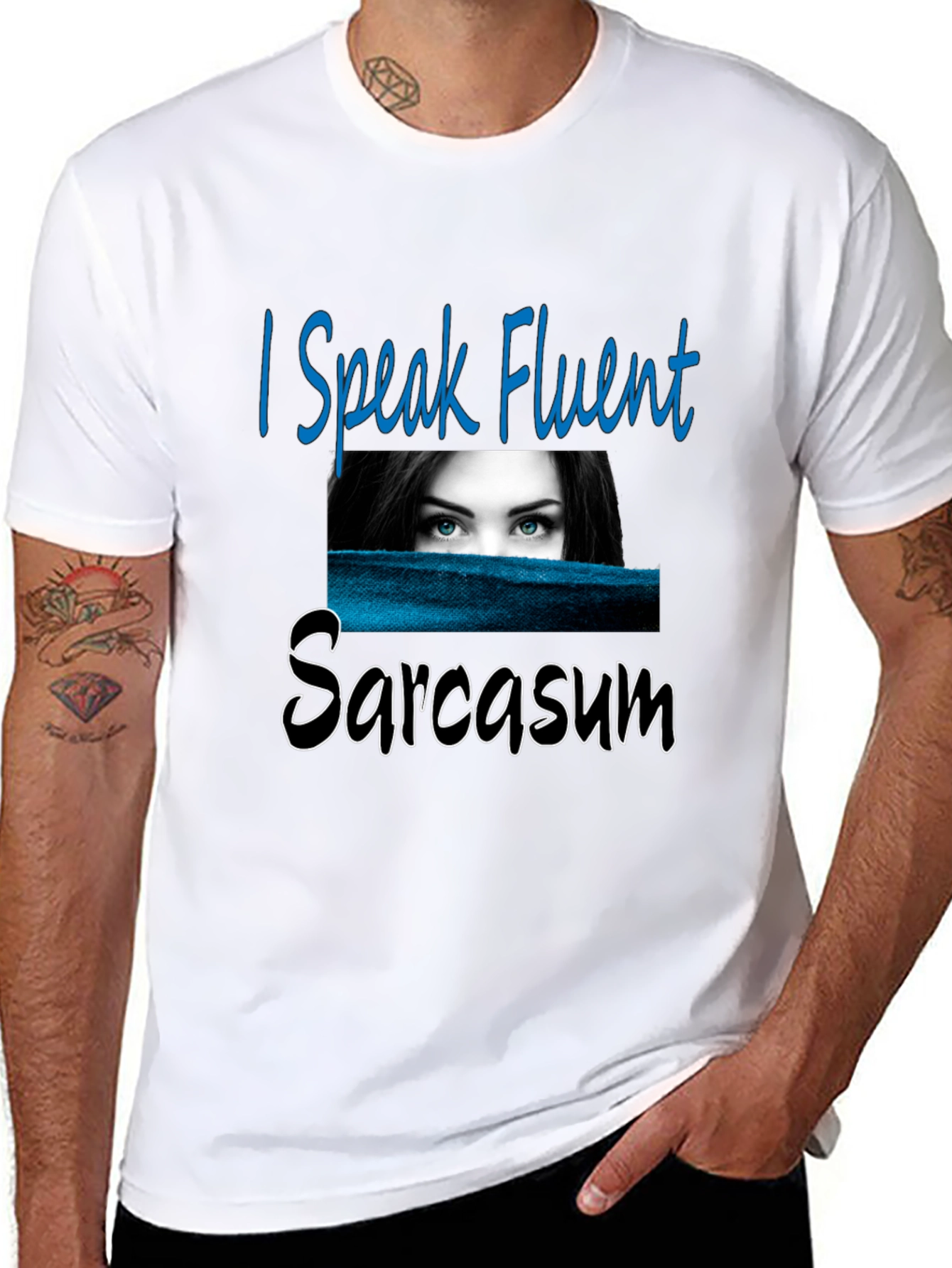 Black Fluent Sarcasm Graphic Tee - Unisex Black T-Shirt view 8