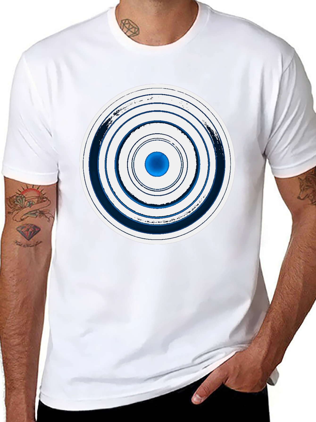 Geometric Circle Graphic Tee - Stylish Men's Black T-Shirt - 8