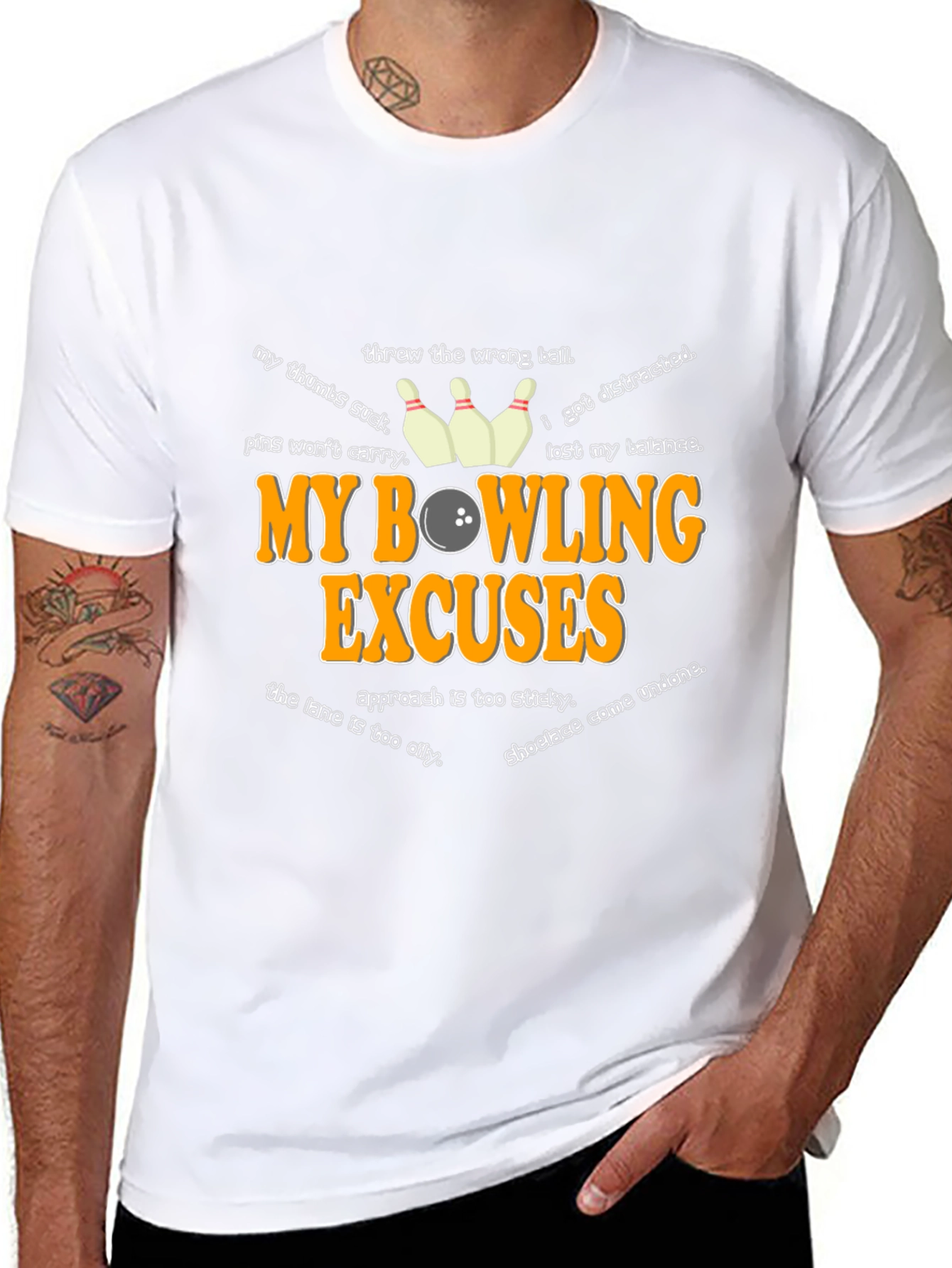 Black My Bowling Excuses T-Shirt Funny Bowler Tee view 8