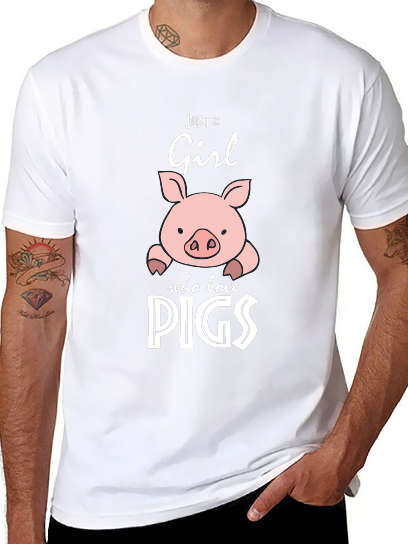 Black Just A Girl Who Loves Pigs T-Shirt view 8