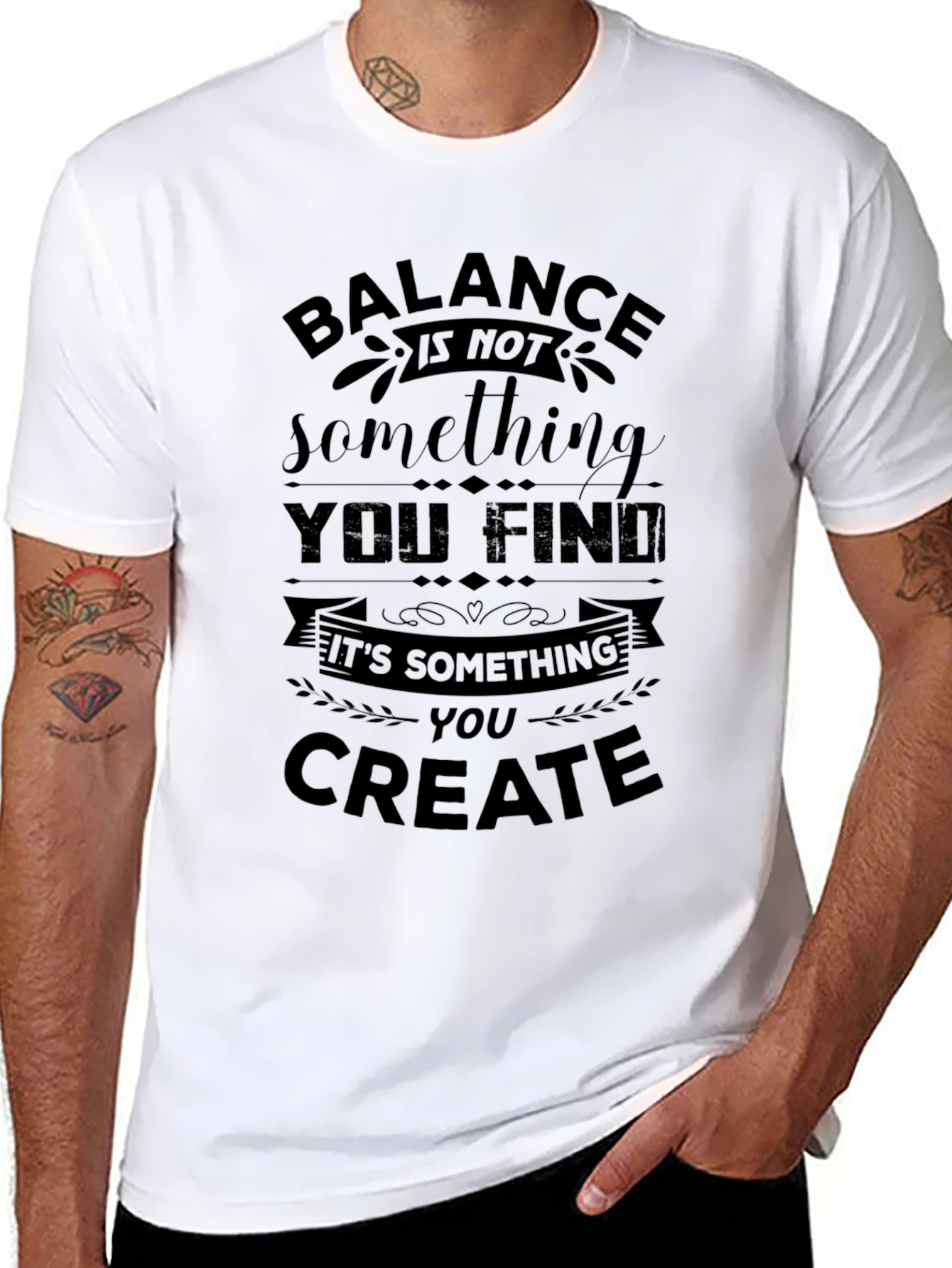 Black Balance Quote Black T-Shirt for Motivation view 8