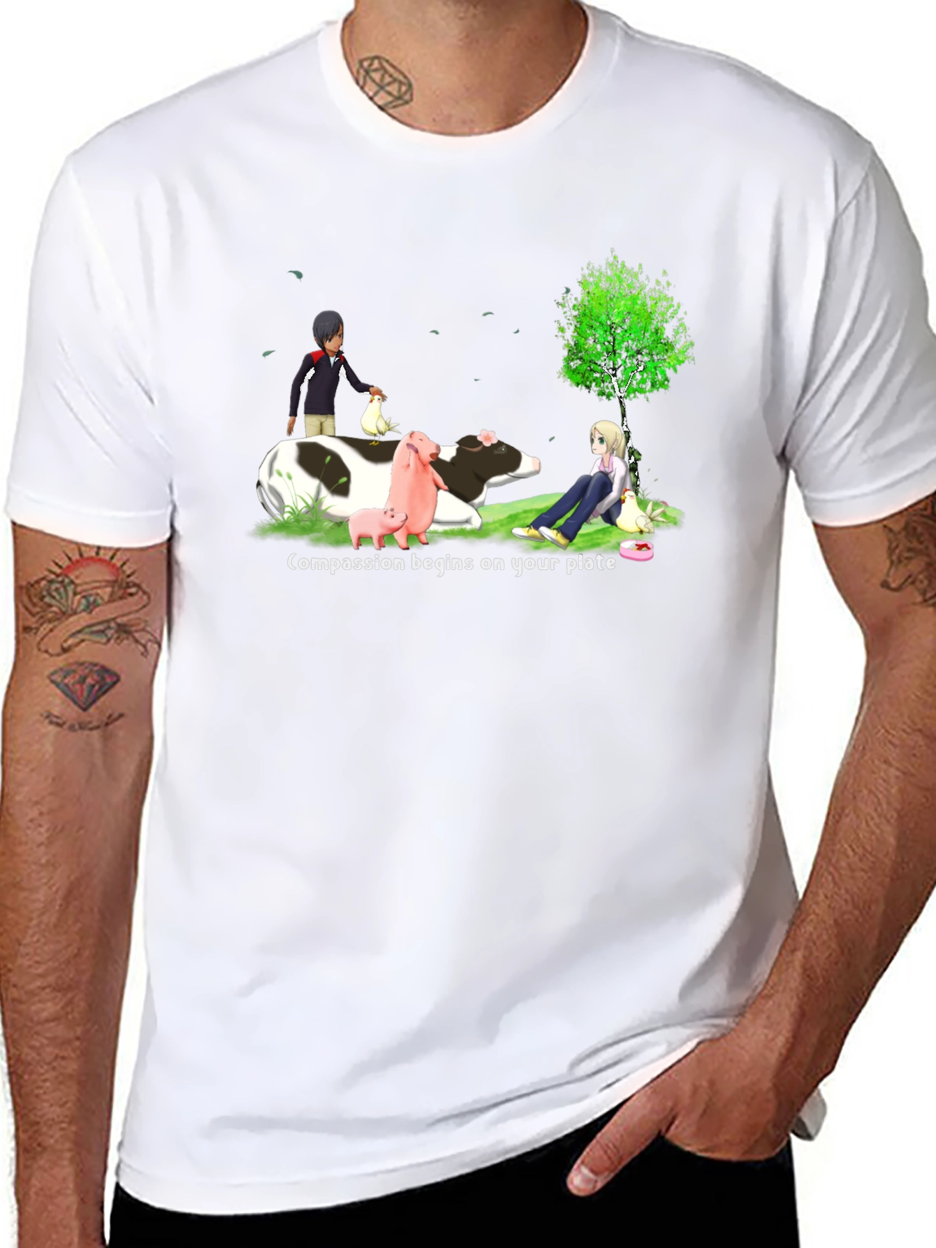 Black Compassion Begins On Your Plate T-Shirt view 8