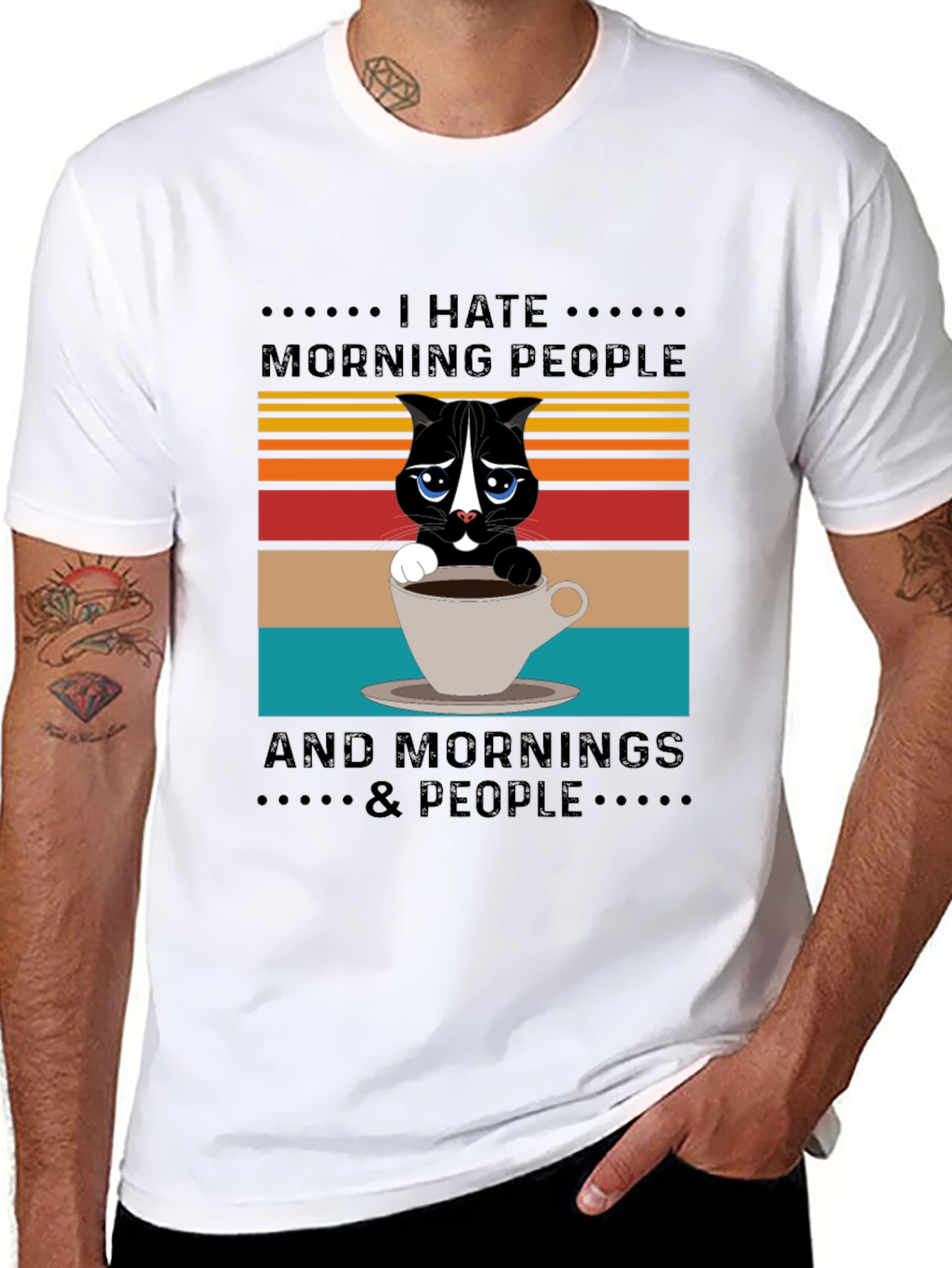 Black I Hate Morning People T-Shirt view 8