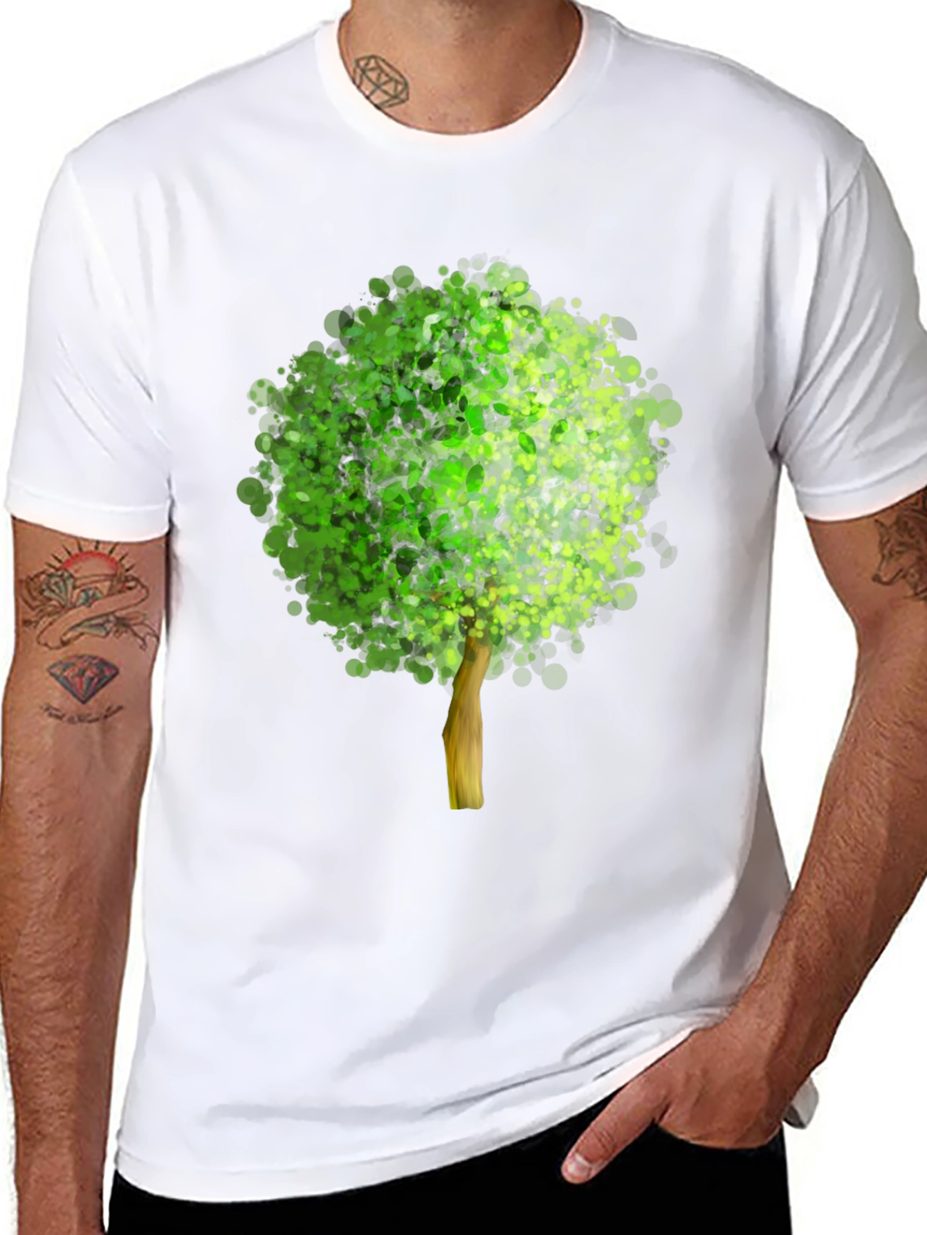 Black Arboreal Print Black T-Shirt view 8
