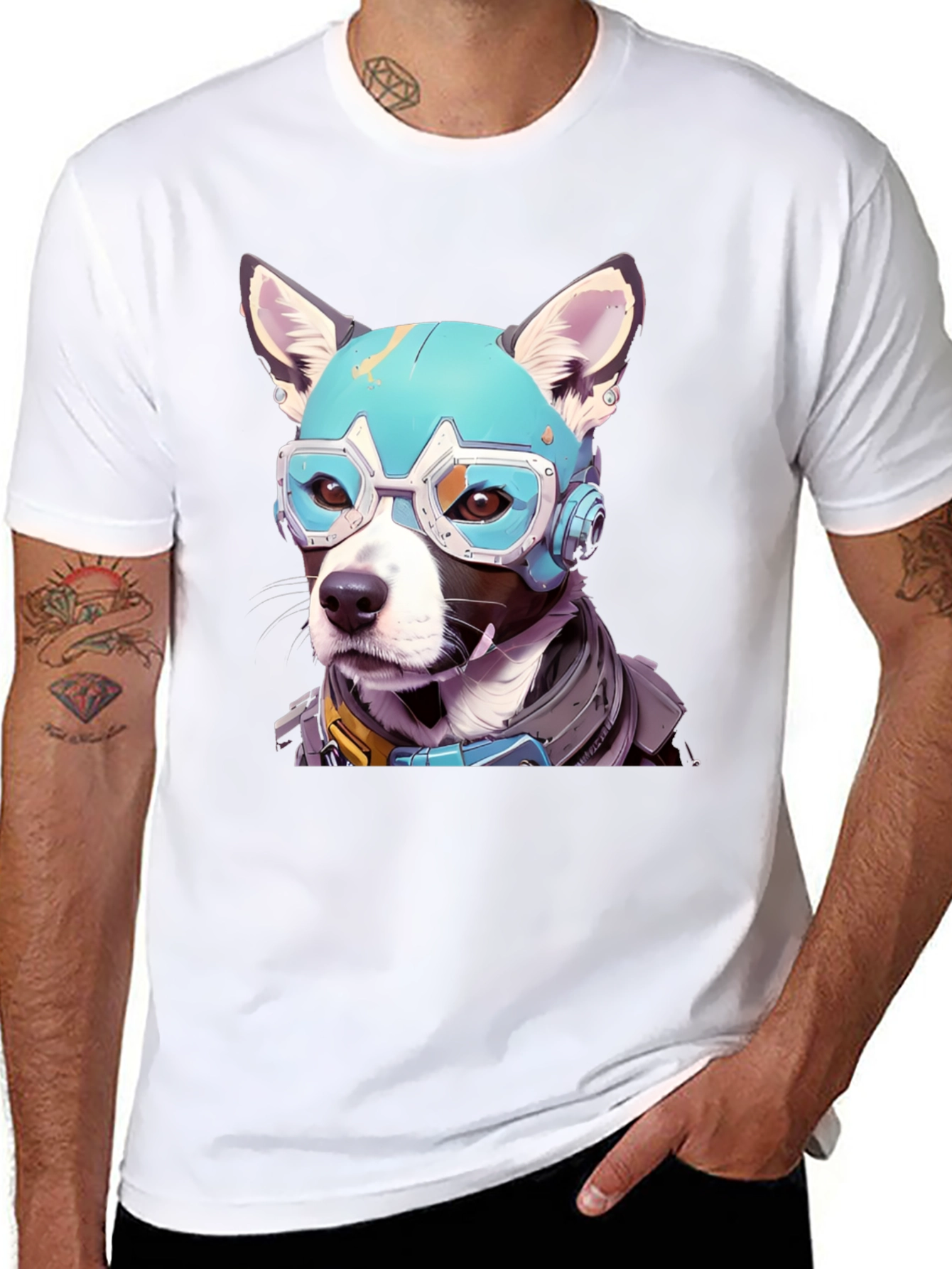 Black Cyber Dog Graphic Tee view 8