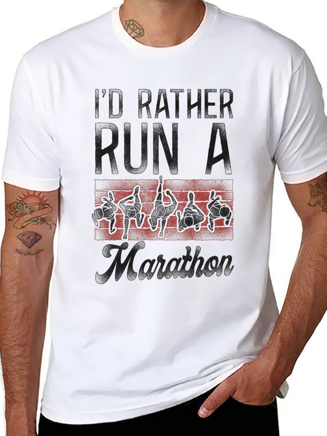 Black Marathon Runner T-Shirt - My Father Runs a Marathon view 8