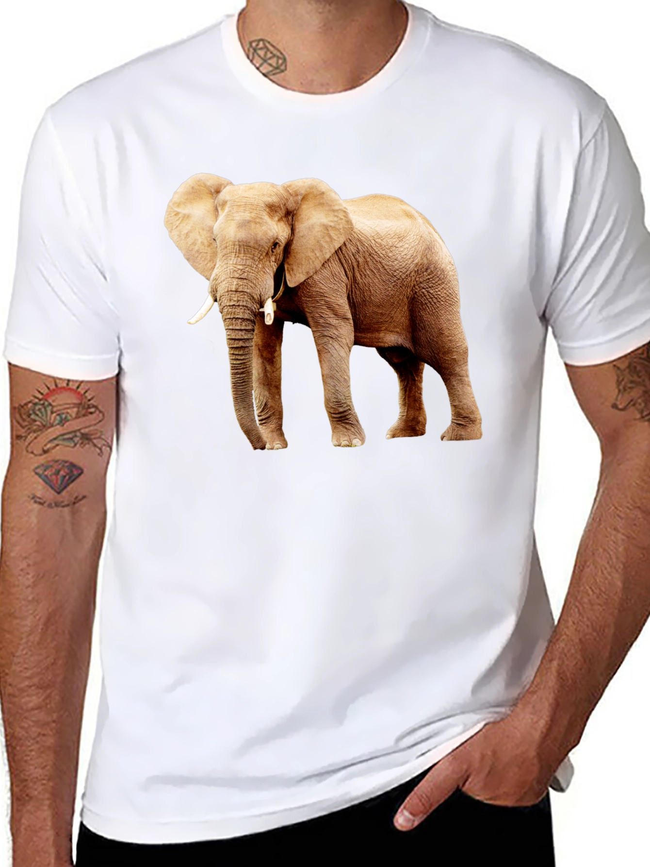 Black Elephant Graphic Print T-Shirt view 8