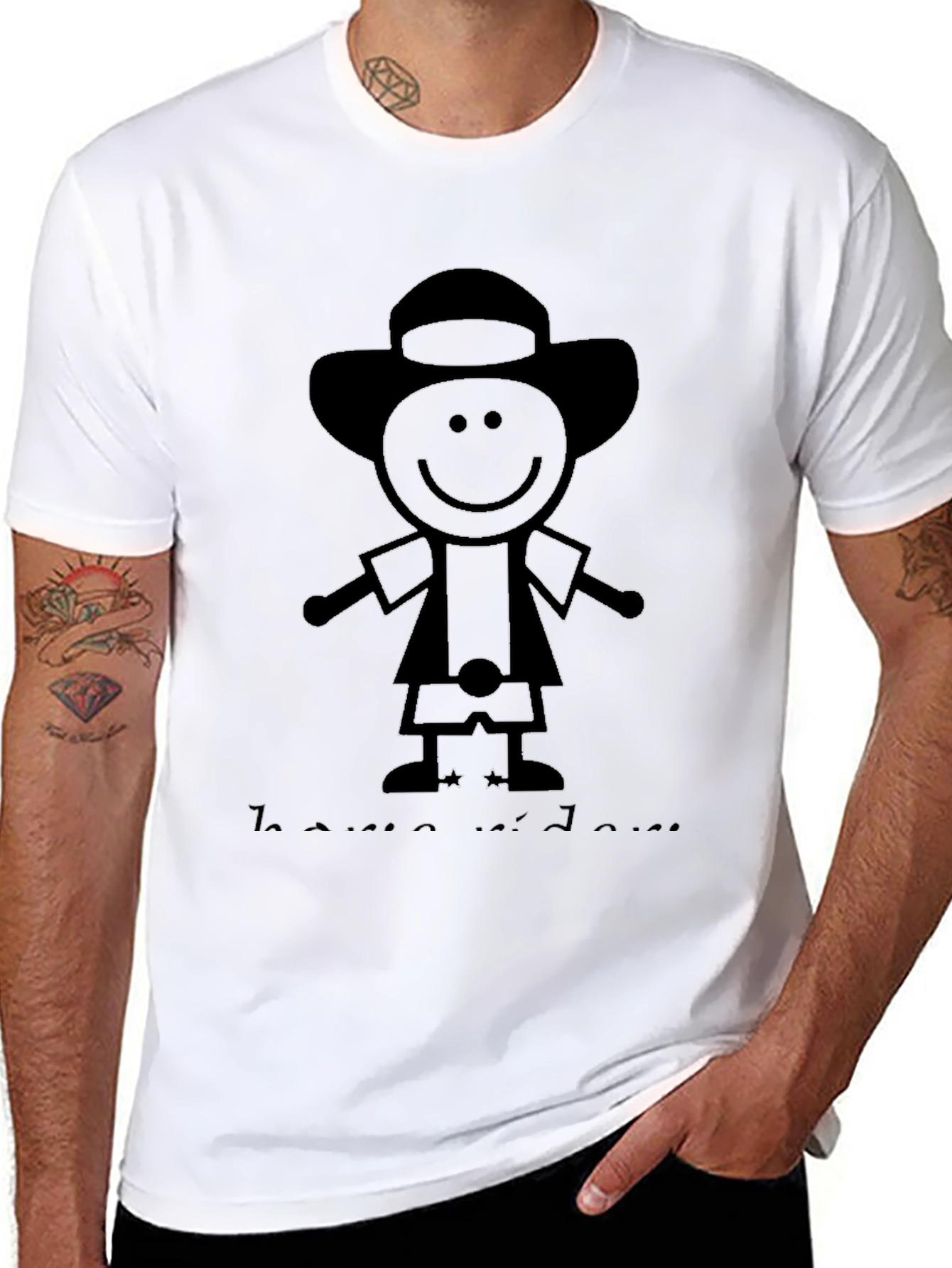 Black Stick Figure Cartoon Black T-Shirt view 8