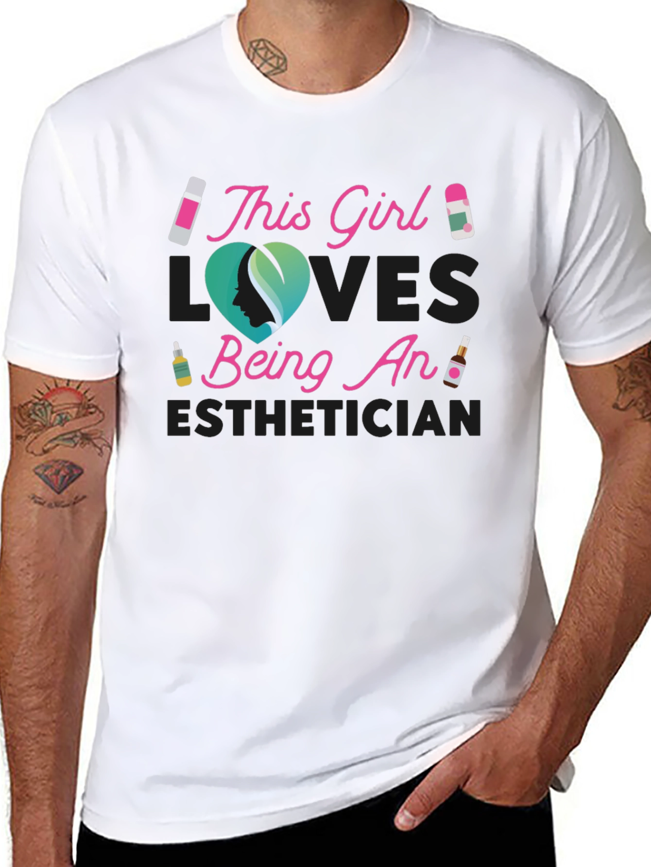 Black Esthetician T-Shirt - This Girl Loves Being An Esthetician view 8
