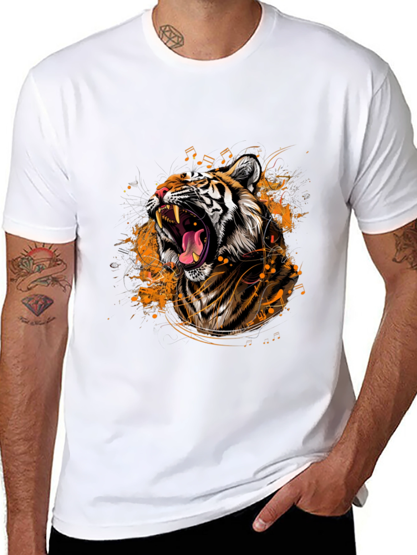 Black Tiger Roar Graphic Black T-Shirt view 8