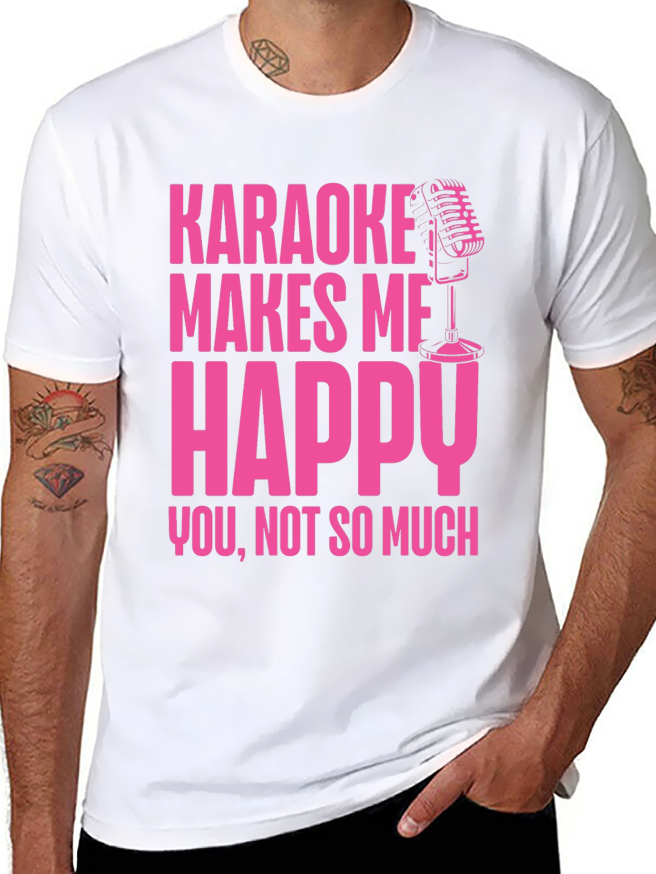 Black Karaoke Makes Me Happy T-Shirt view 8