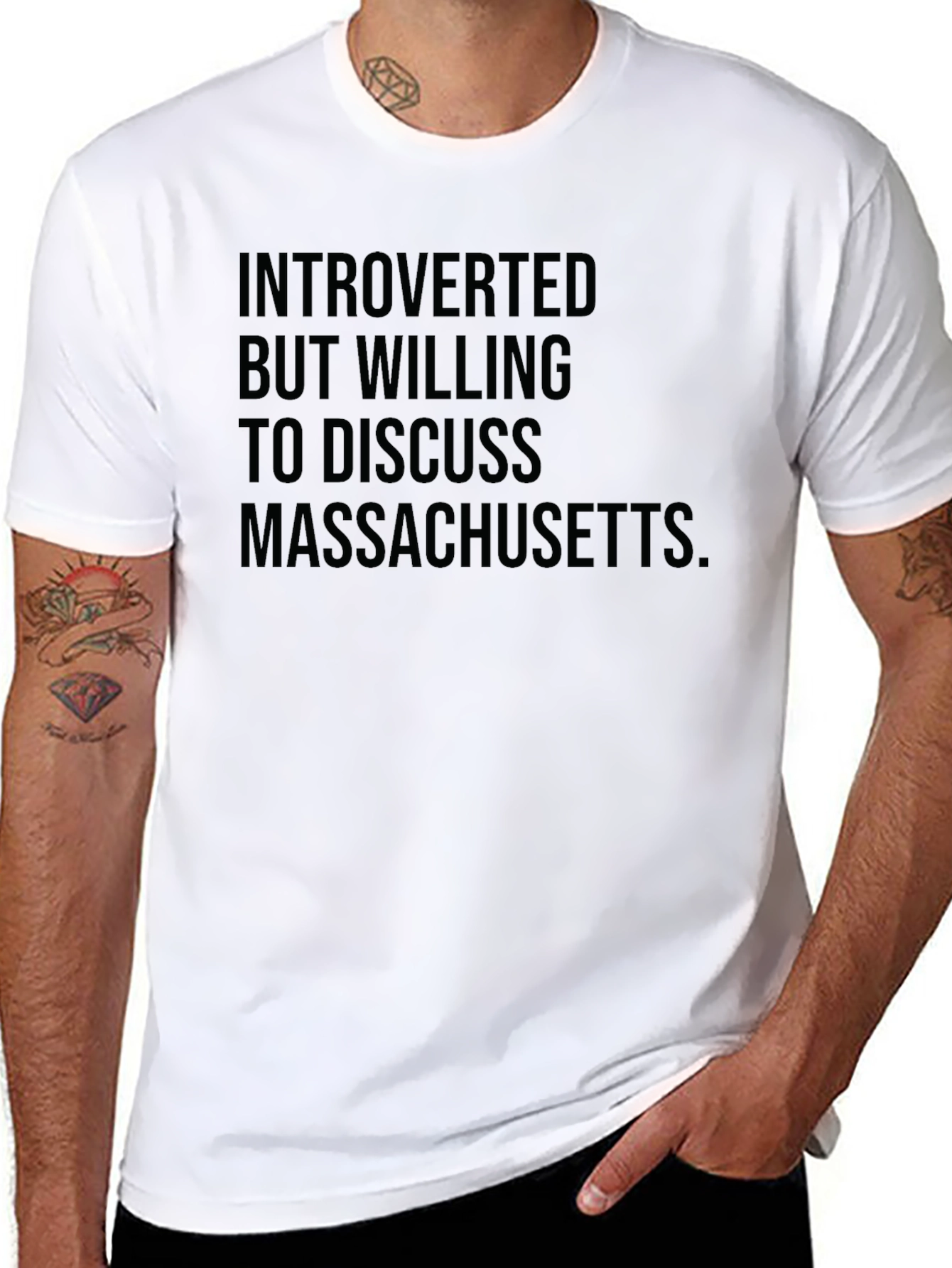 Black Introverted Massachusetts T-Shirt view 8
