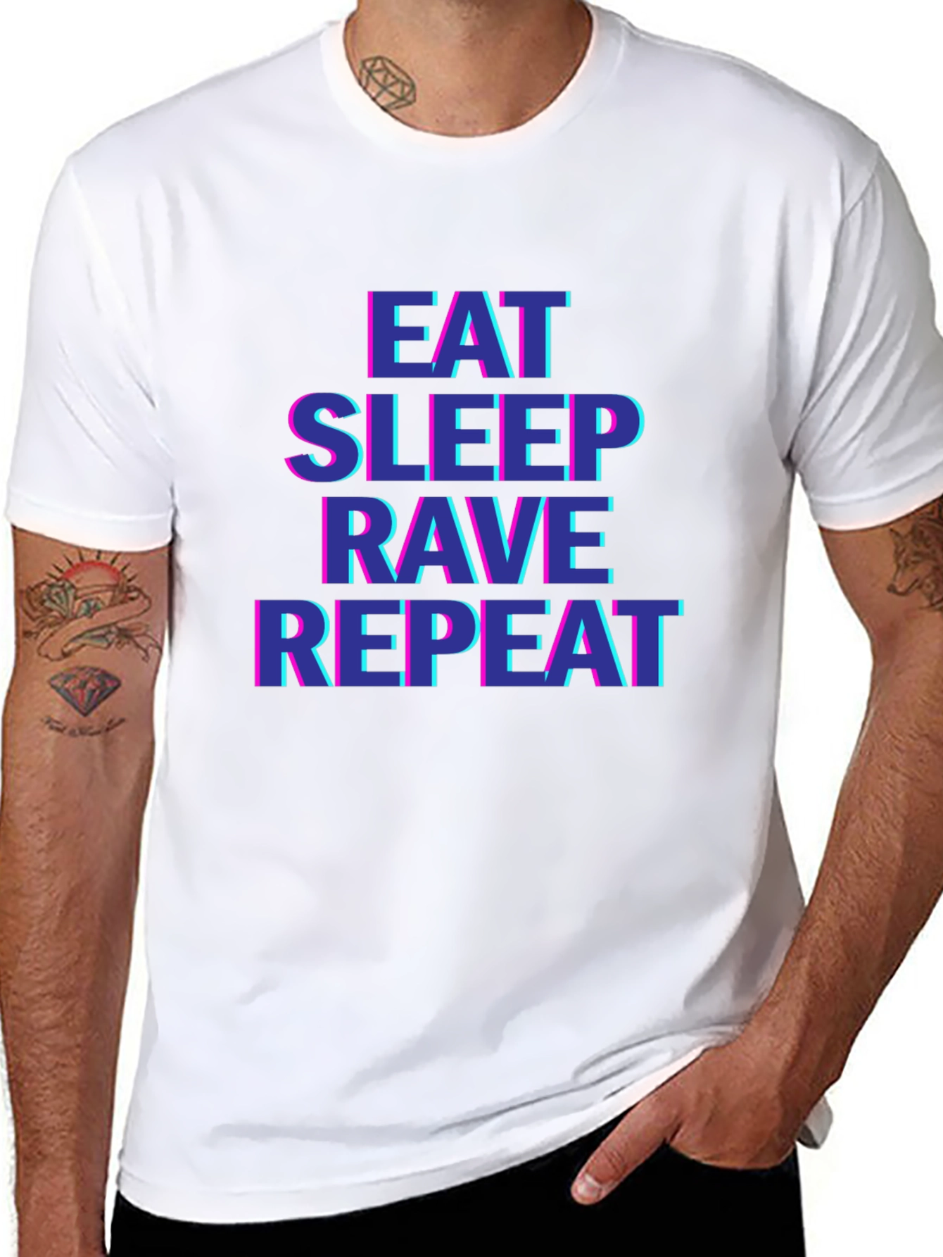 Black Eat Sleep Rave Repeat Black T-Shirt view 8