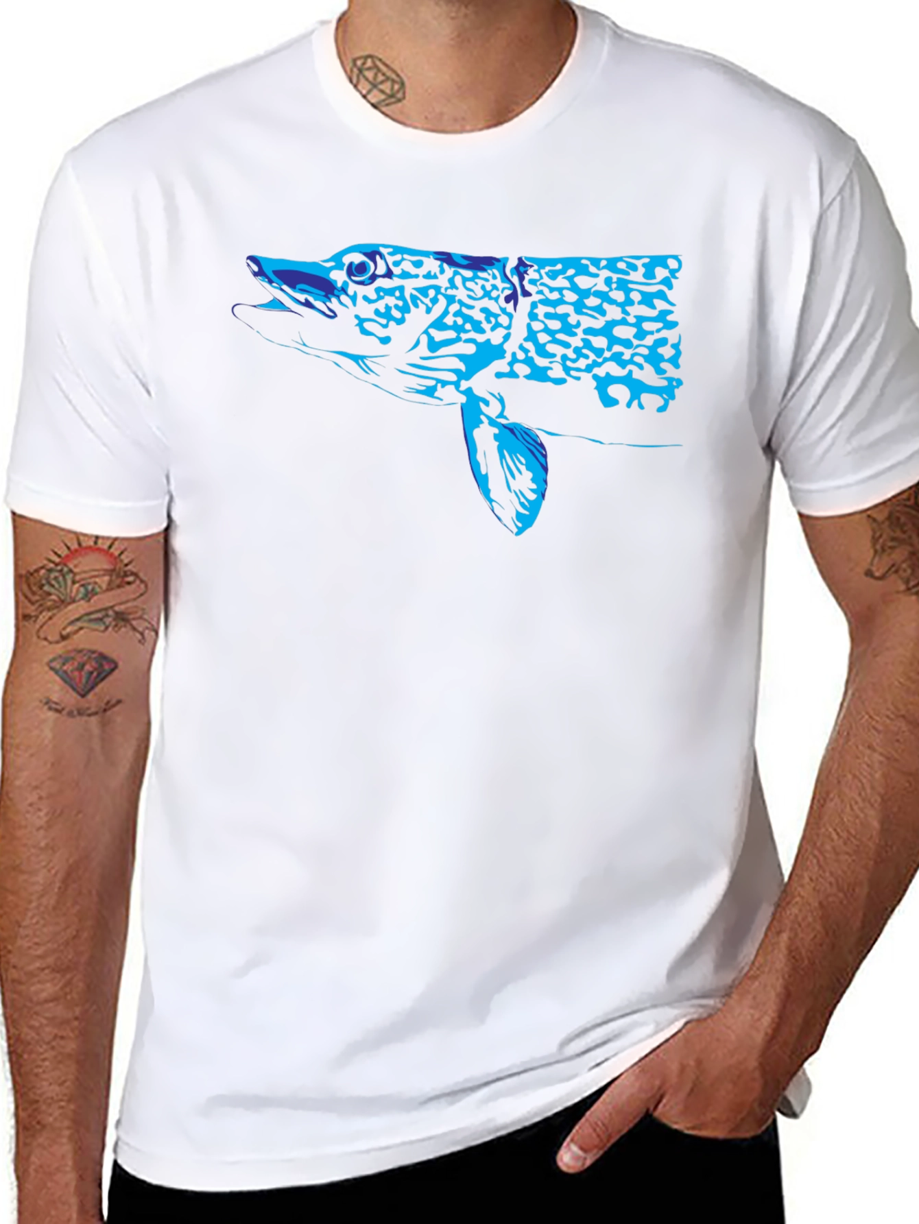 Black Blue Pike Graphic Black T-Shirt view 8