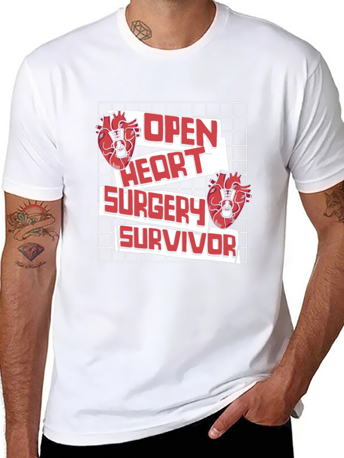 Black Open Heart Surgery Survivor Graphic Tee view 8
