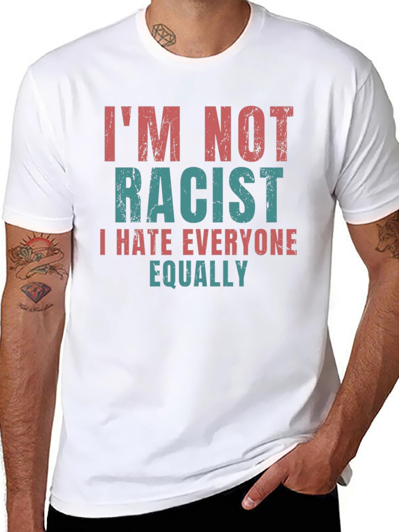 Black I'm Not Racist Graphic T-Shirt - Sarcastic Humor Tee view 8