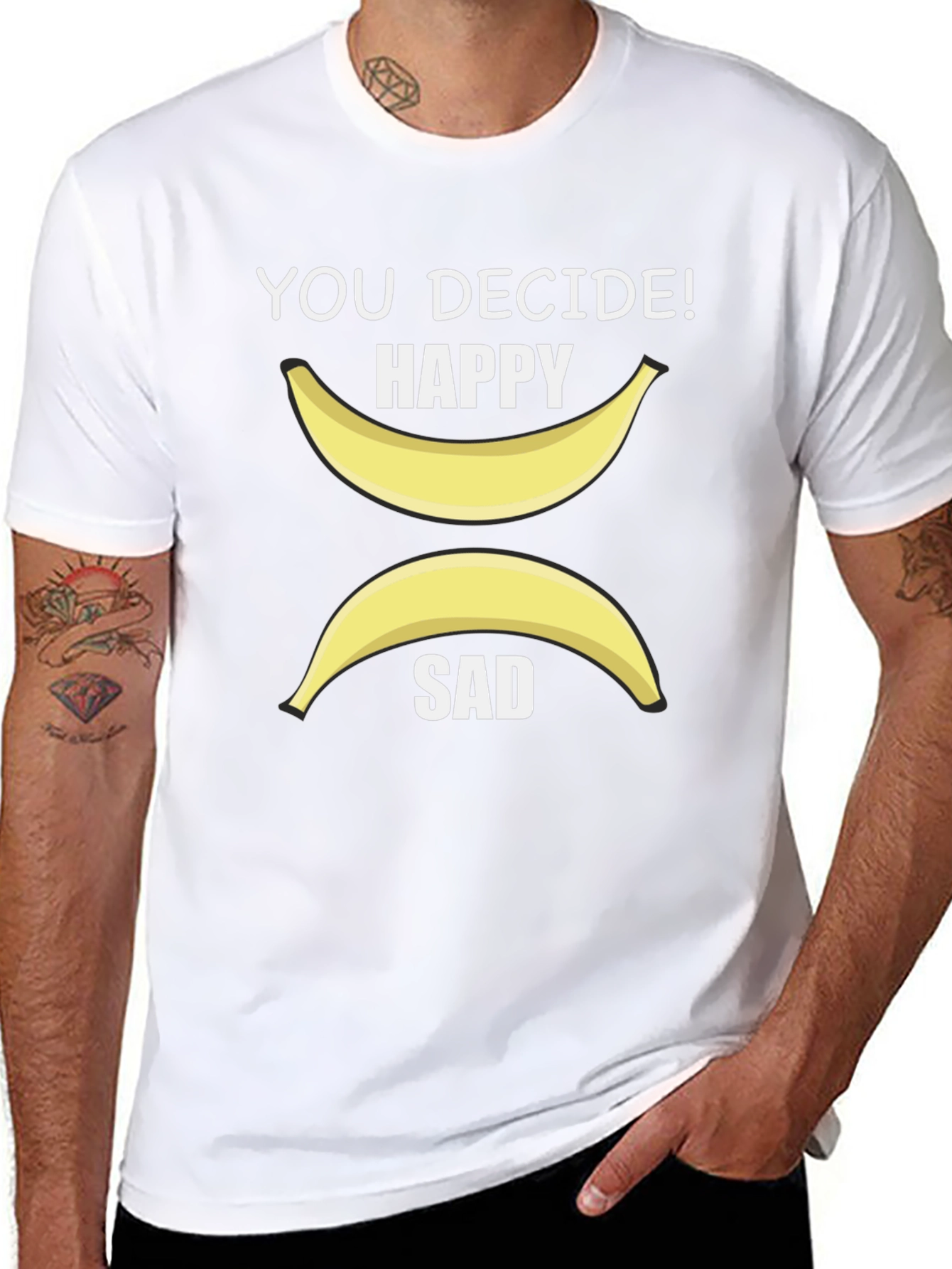 Black Decide Happy or Sad Banana Graphic T-Shirt view 8
