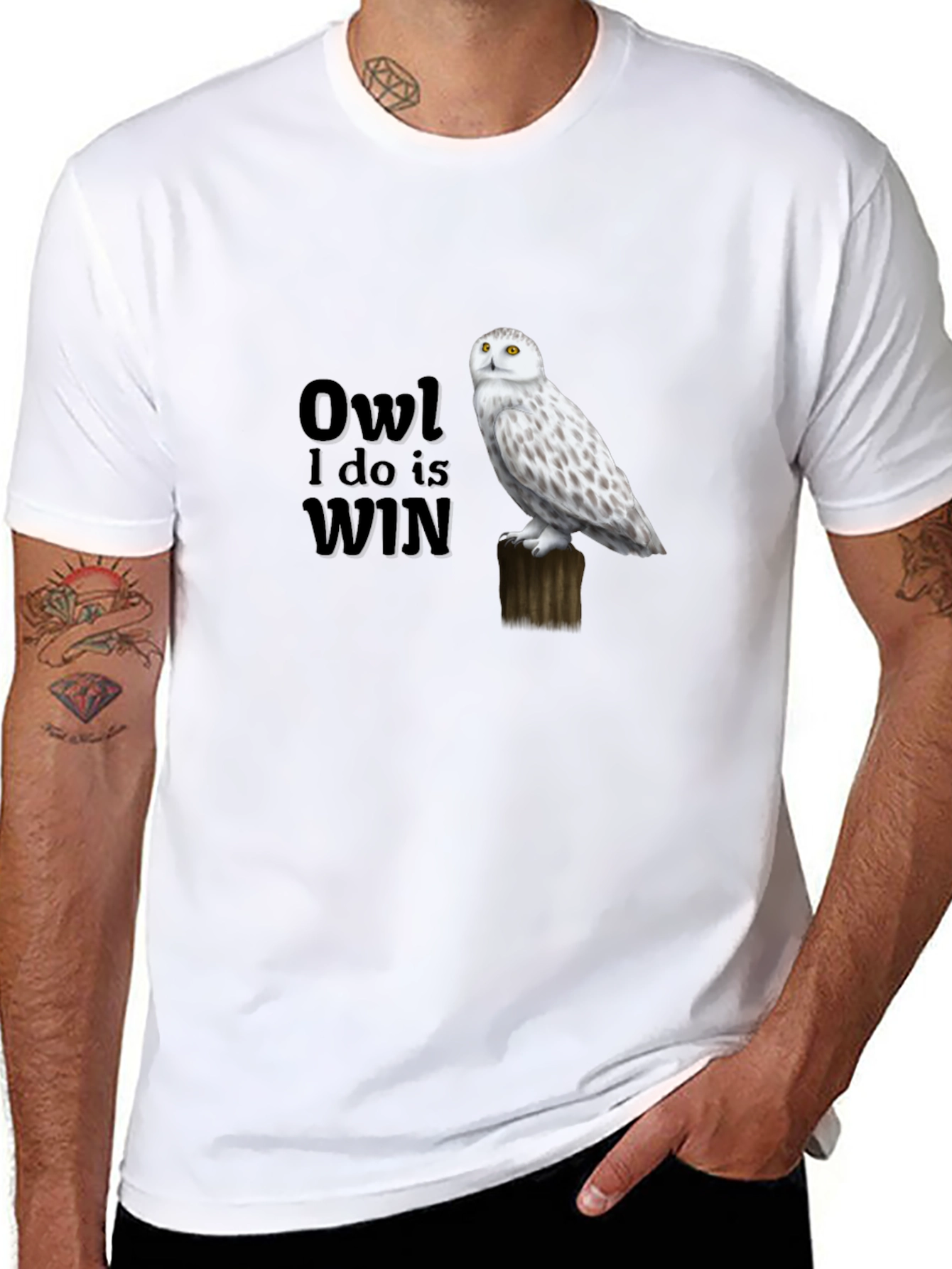 Black Owl I Do is Win Graphic T-Shirt view 8