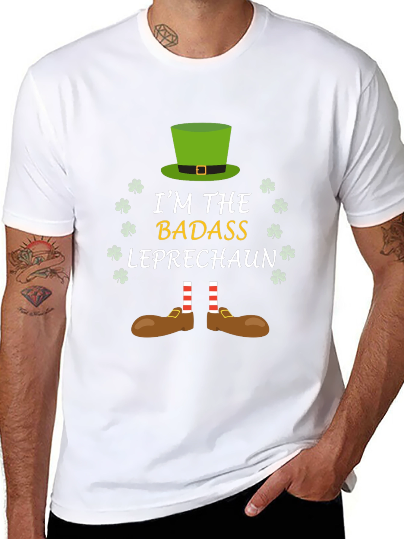 Black Badass Leprechaun St. Patrick's Day T-Shirt view 8