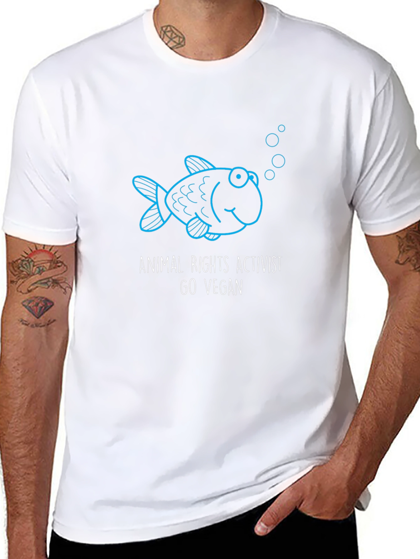 Black Vegan Activist Fish T-Shirt view 8