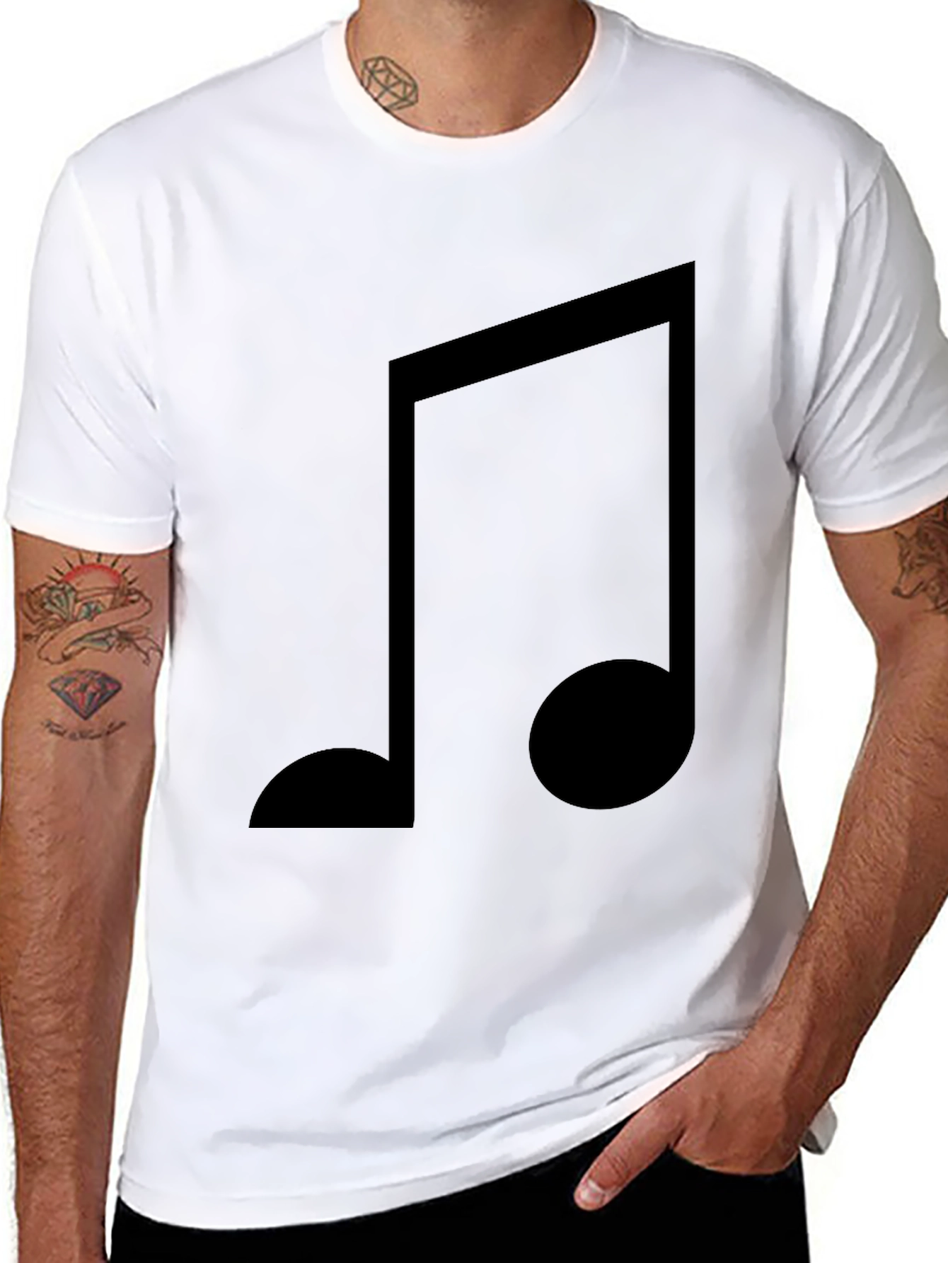 Black Musical Note Graphic Black T-Shirt - Unisex view 8