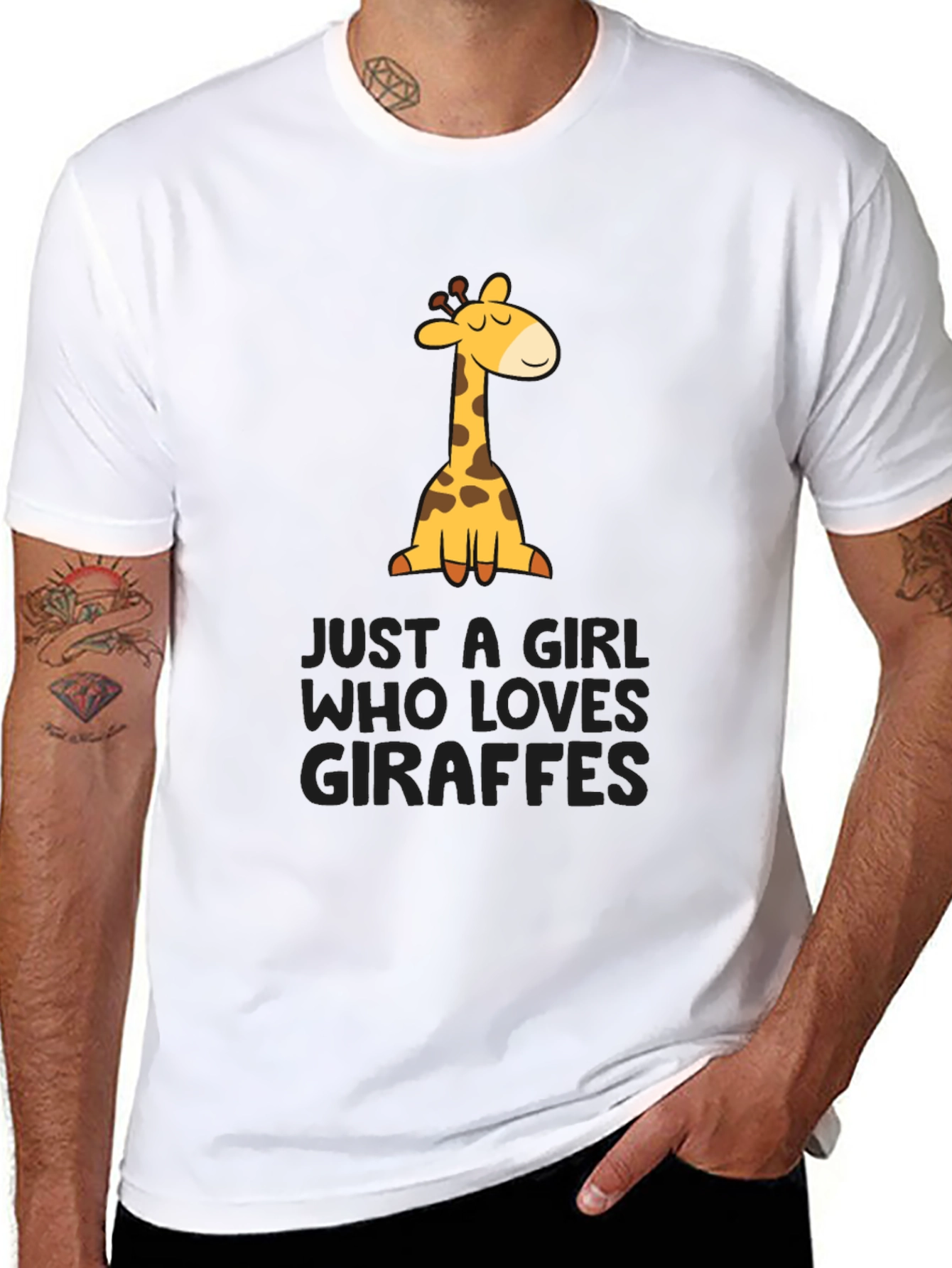 Black Giraffe Lover T-Shirt - Just A Girl Who Loves Giraffes Tee view 8