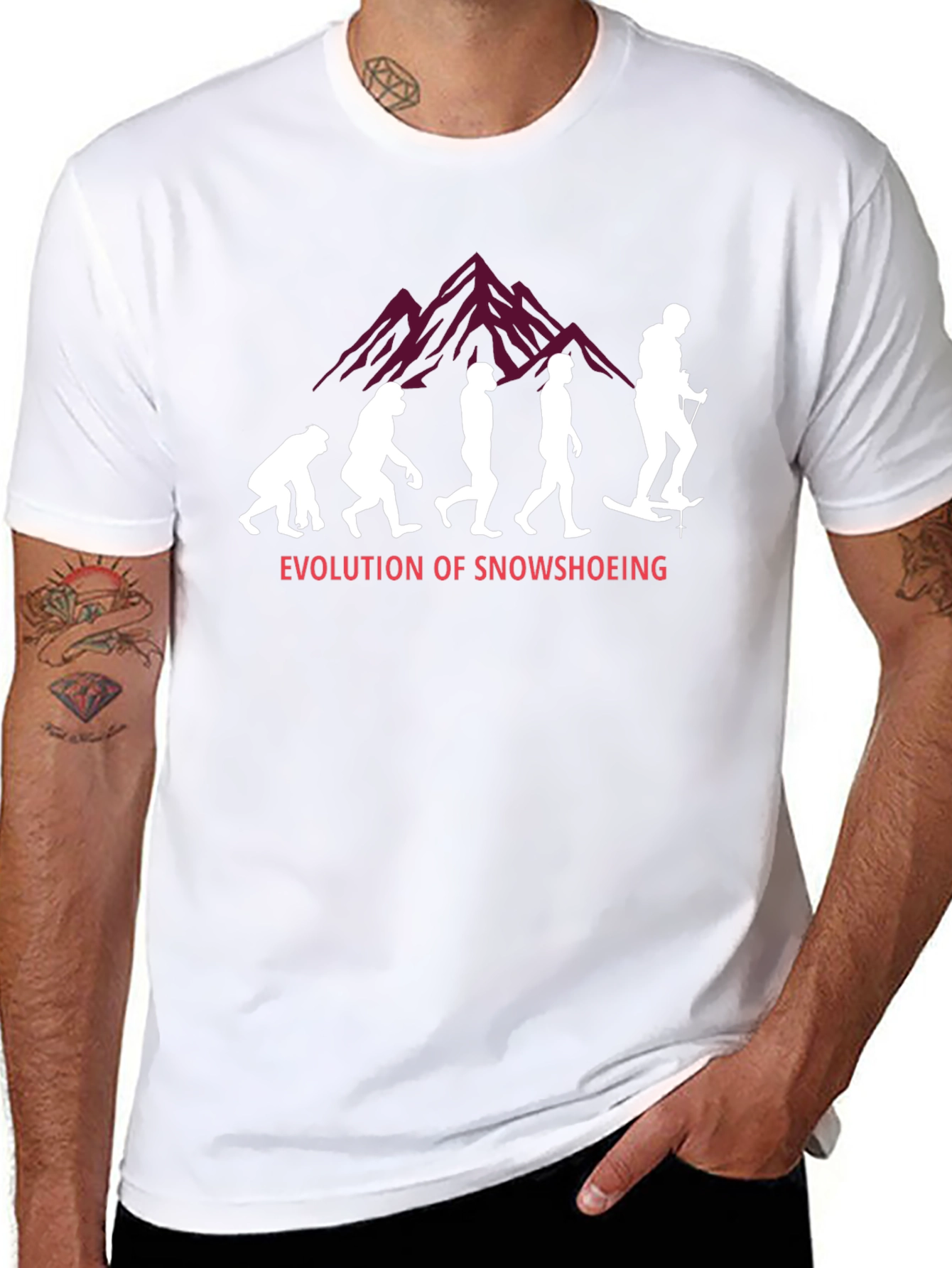 Black Evolution of Snowshoeing Black T-Shirt view 8