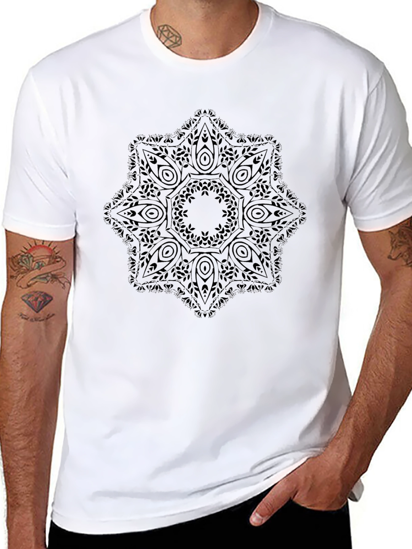 Black Geometric Mandala Graphic Tee - Classic Black view 8