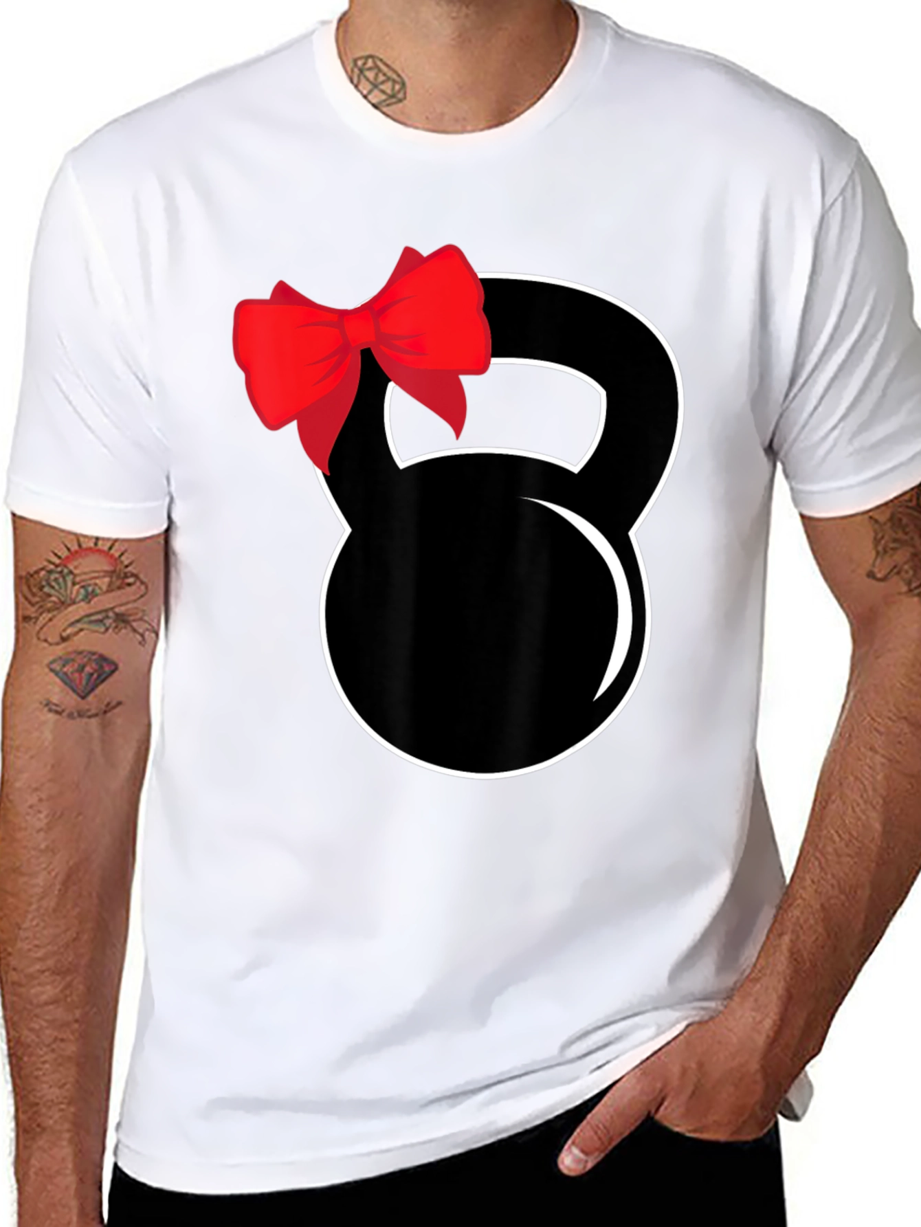 Black Kettlebell Bow Black T-Shirt view 8