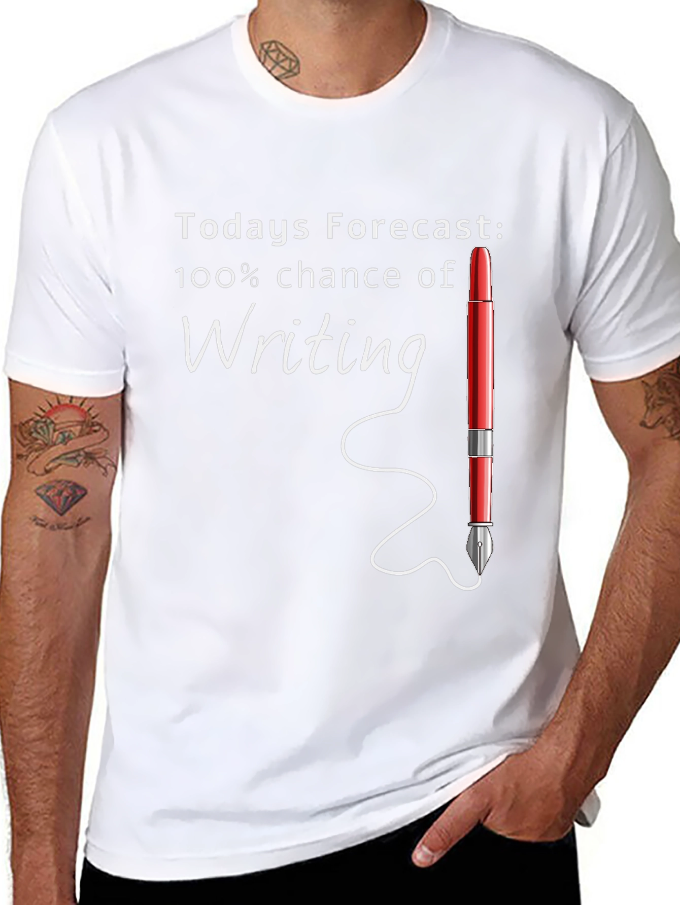 Black Writer's Forecast T-Shirt - 100% Chance of Writing view 8