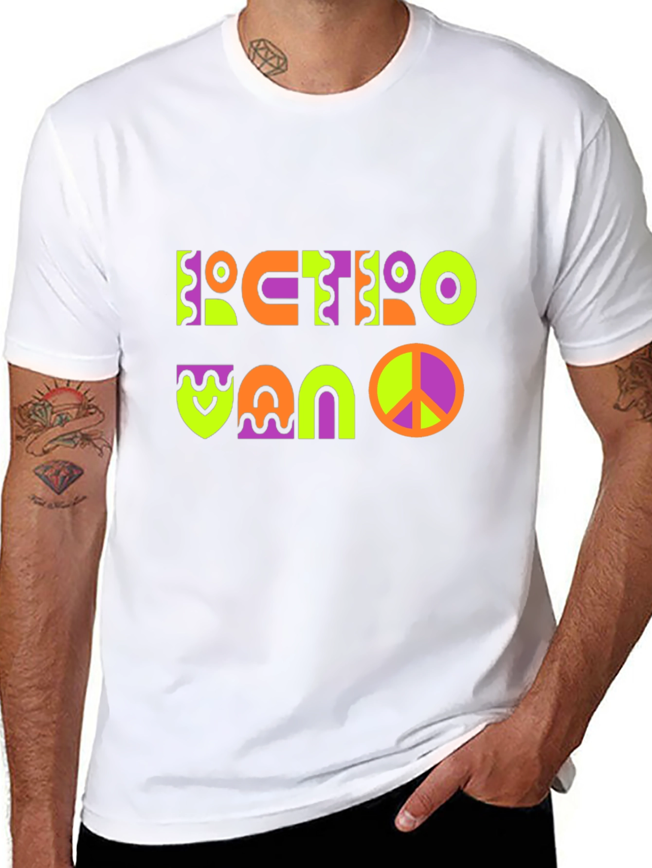Black Retro Vano T-Shirt - Funky Graphic Tee view 8