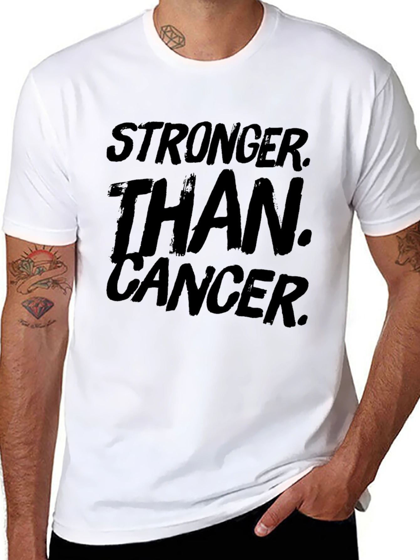 Black Stronger Than Cancer Black Graphic Tee view 8