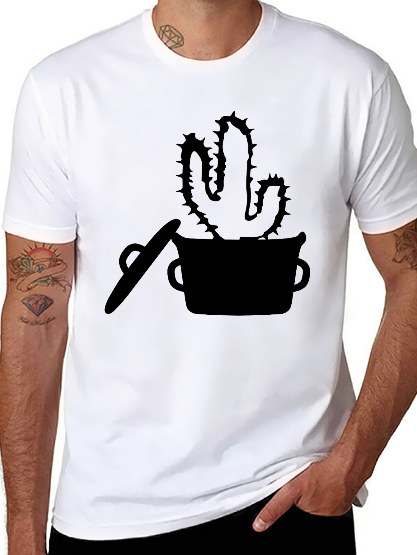 Black Cactus Silhouette Graphic Tee - Trendy Black T-Shirt view 8