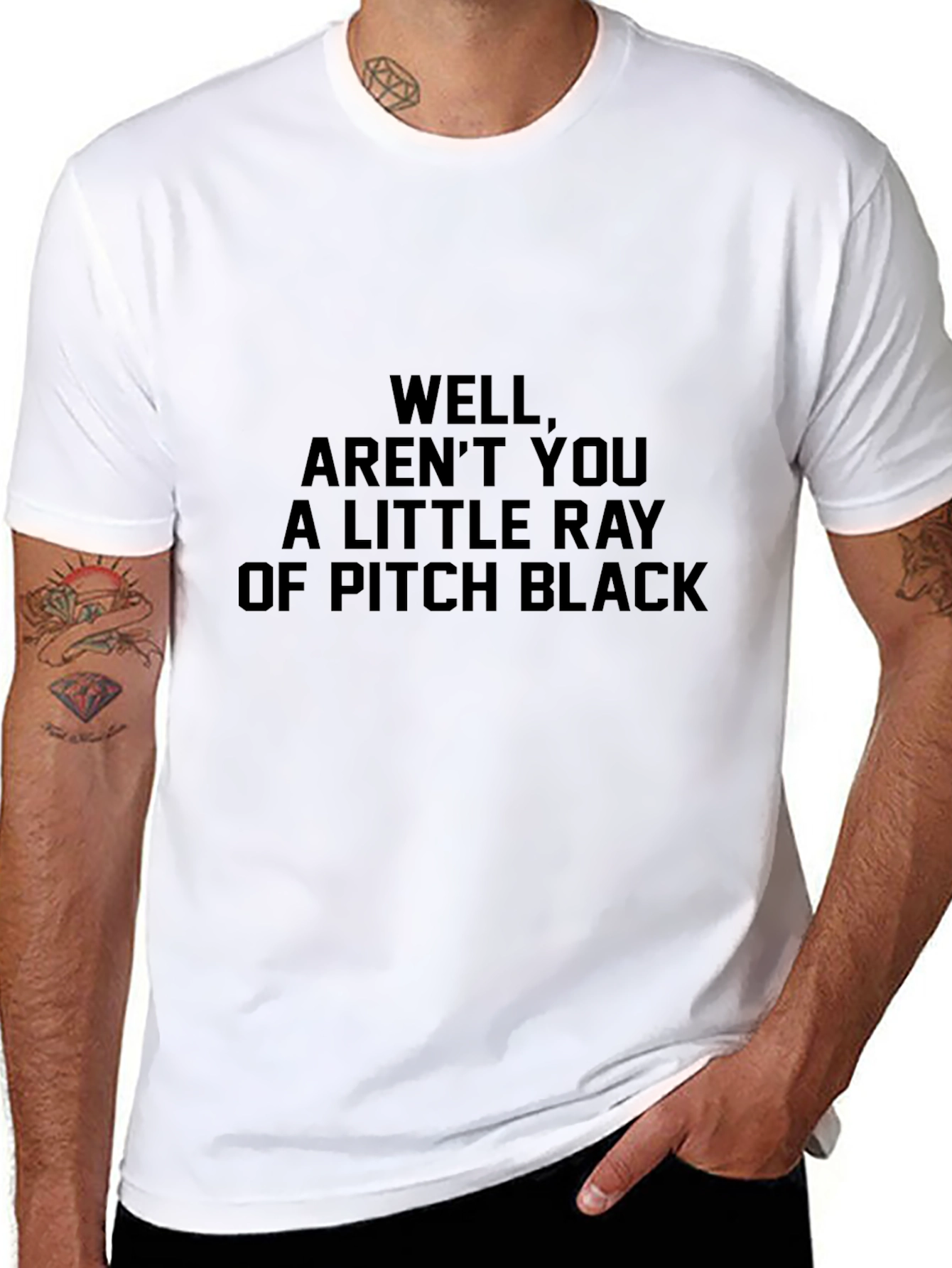 Black Sarcastic Graphic Tee: Ray of Pitch Black view 8