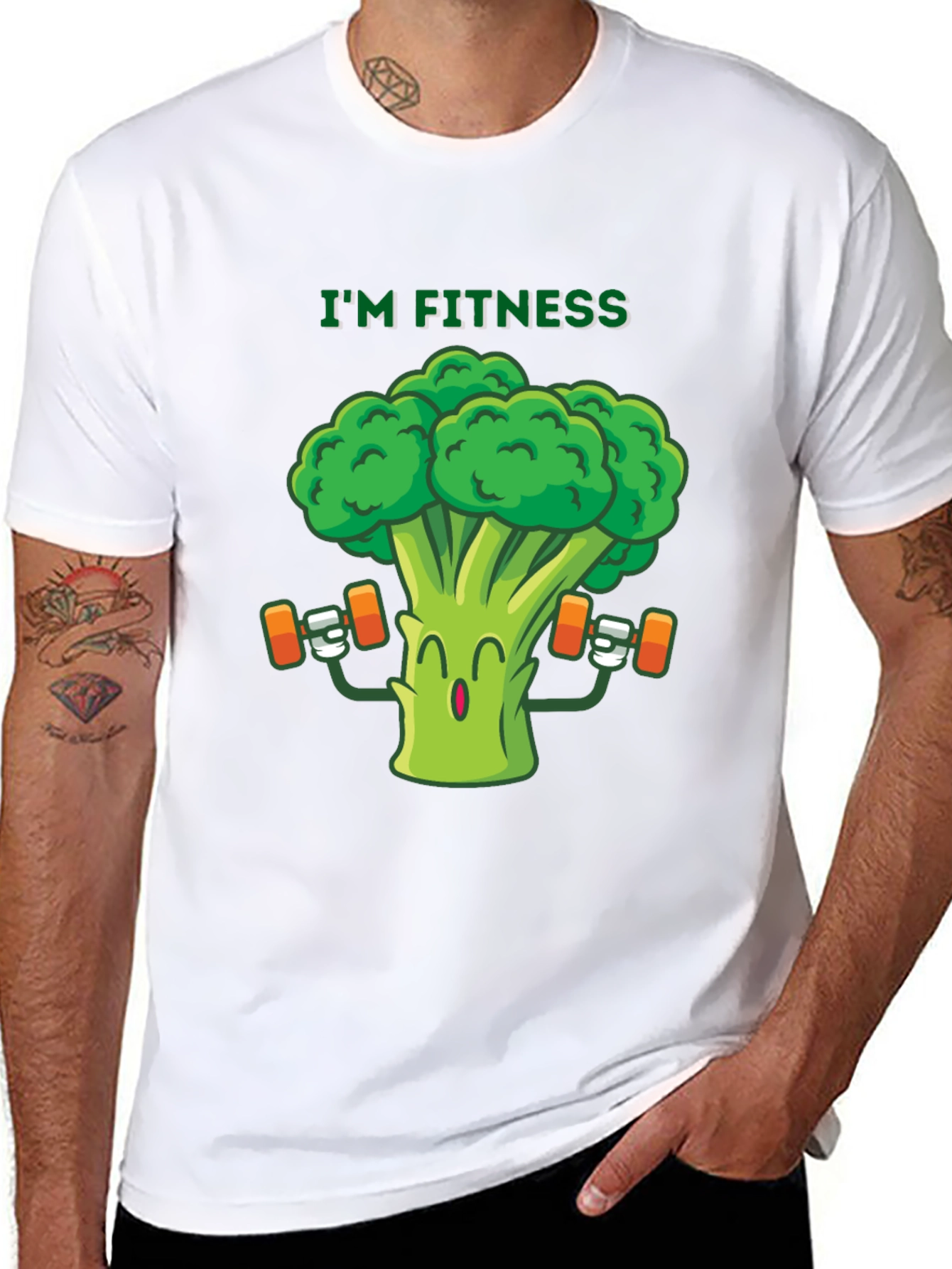 Black I'm Fitness Broccoli Graphic Tee view 8