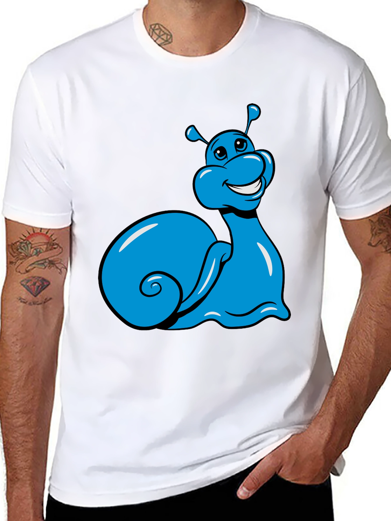 Black Blue Snail Graphic Tee - Black Casual T-Shirt view 8