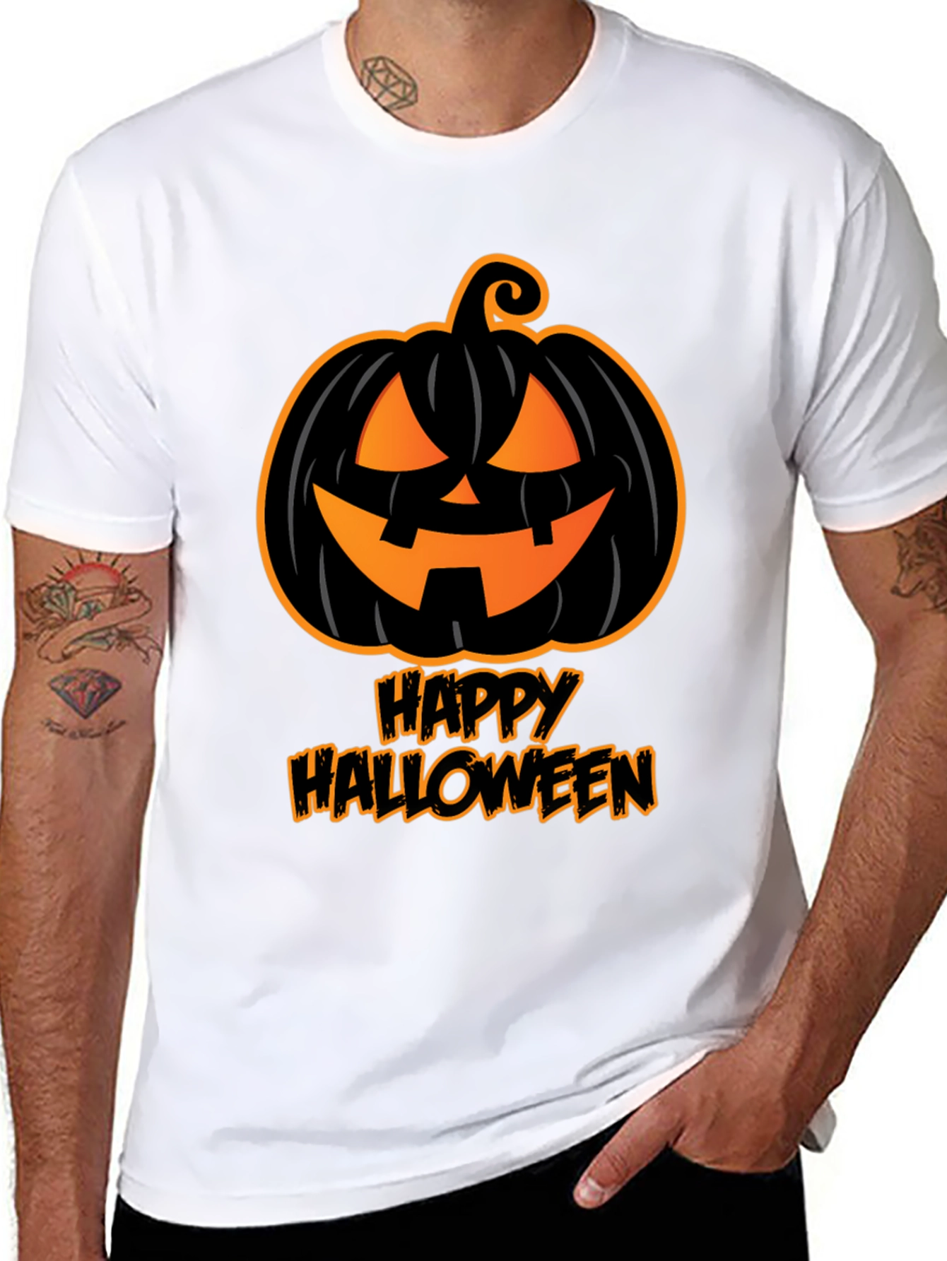 Black Happy Halloween Pumpkin T-Shirt view 8