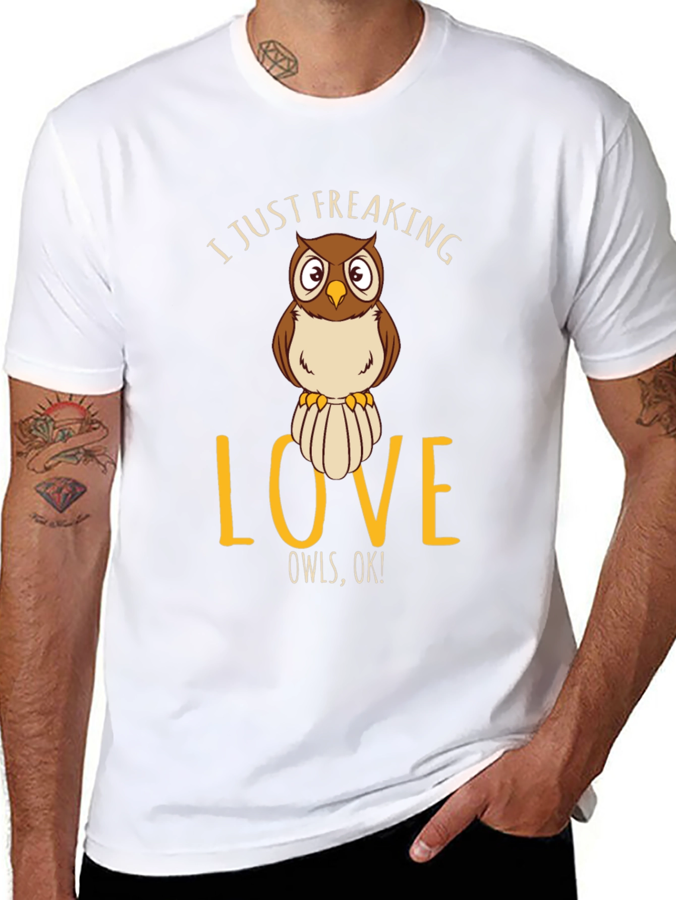 Black I Just Freaking Love Owls T-Shirt view 8