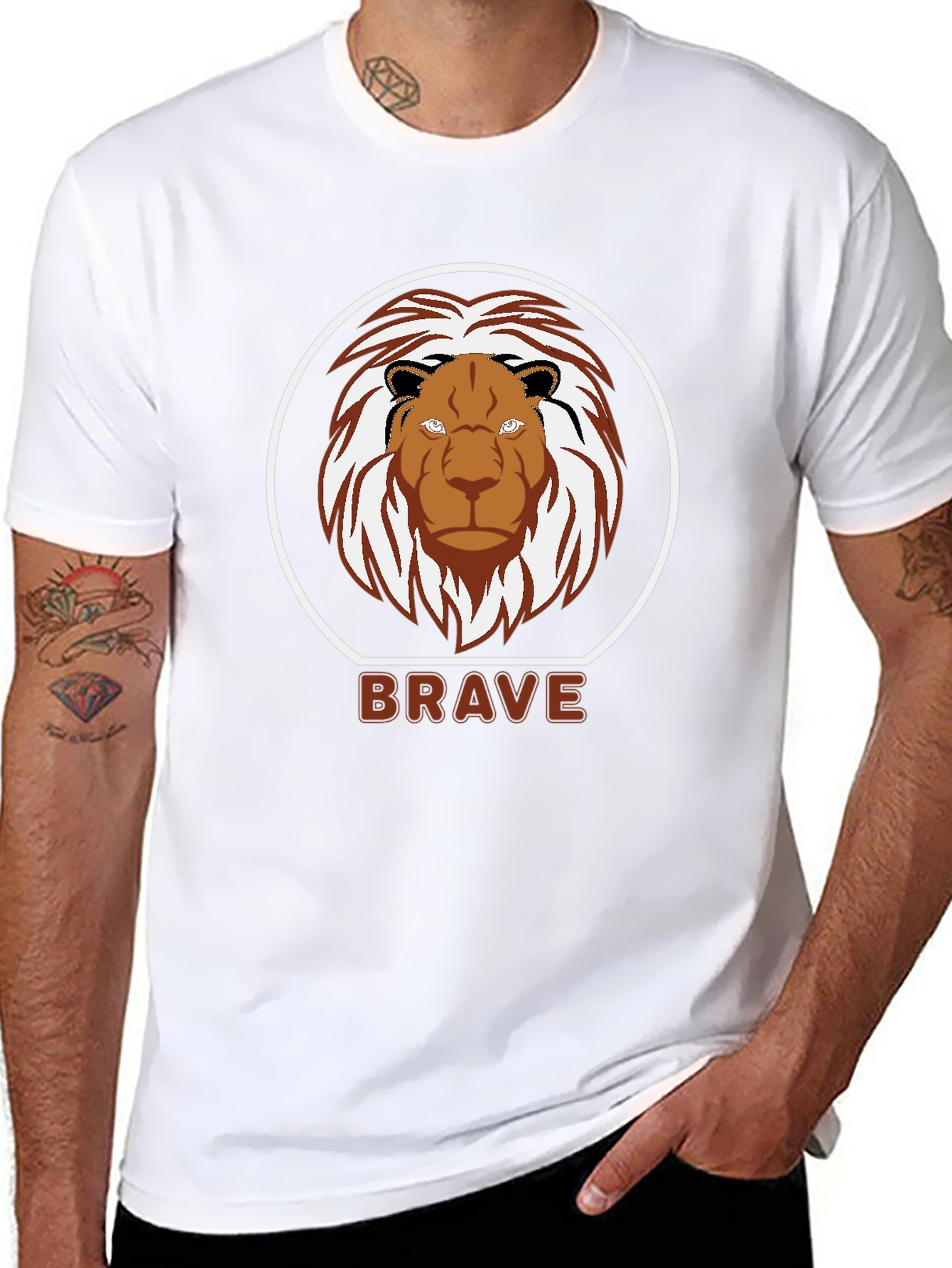 Black Brave Lion Graphic T-Shirt - Black view 8