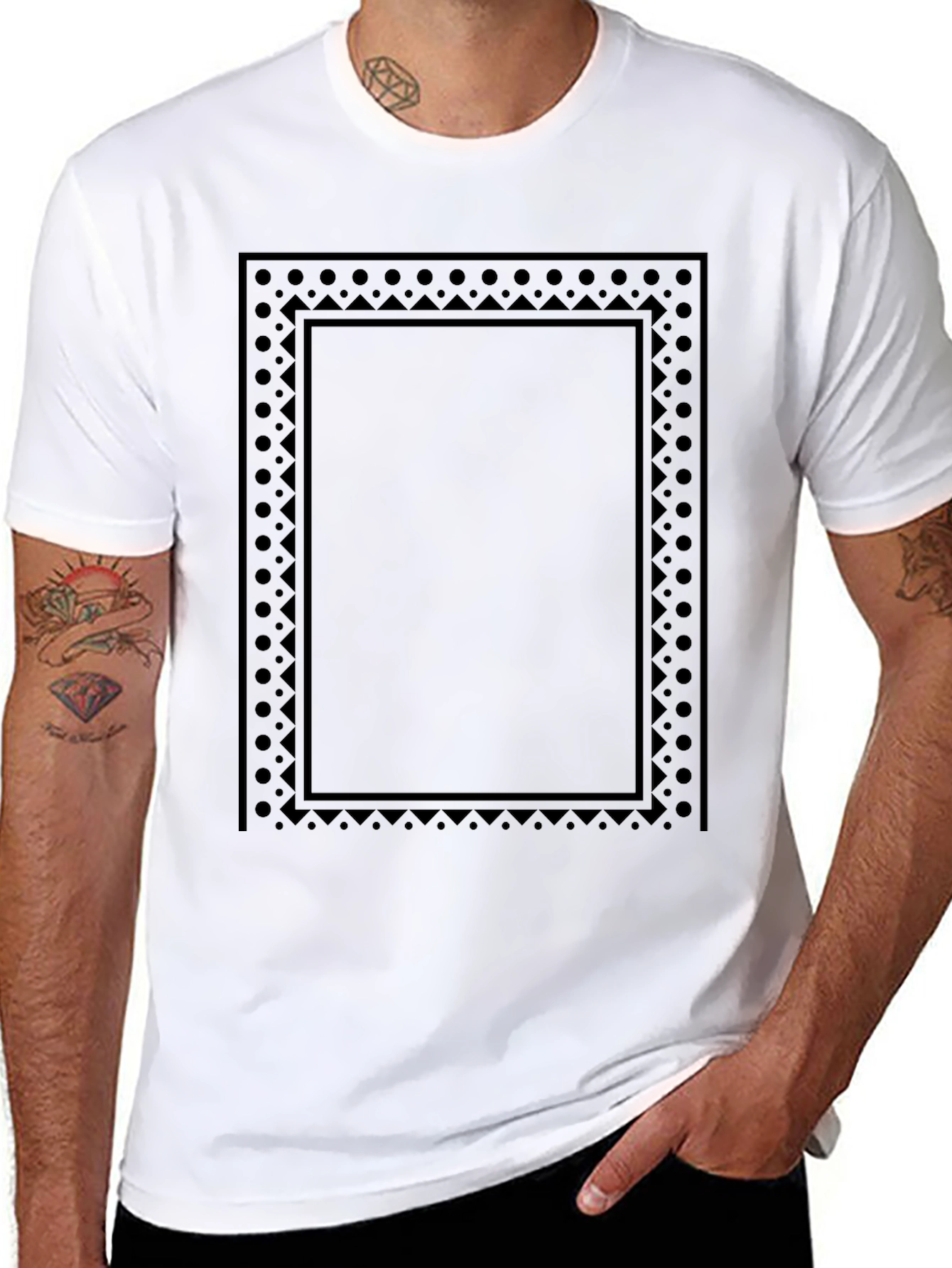 Black Geometric Frame Black T-Shirt view 8