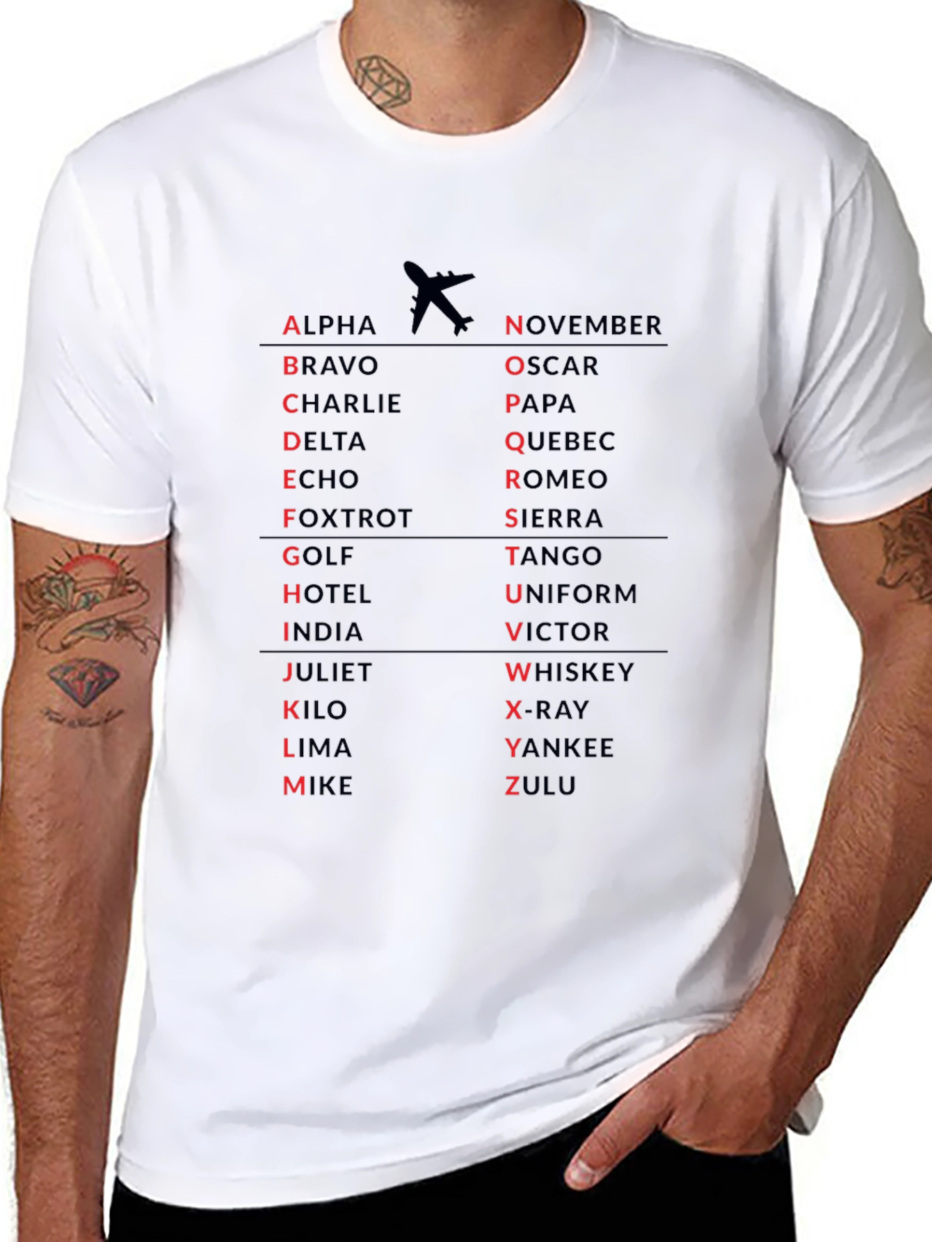Black Aviation Alphabet T-Shirt view 8