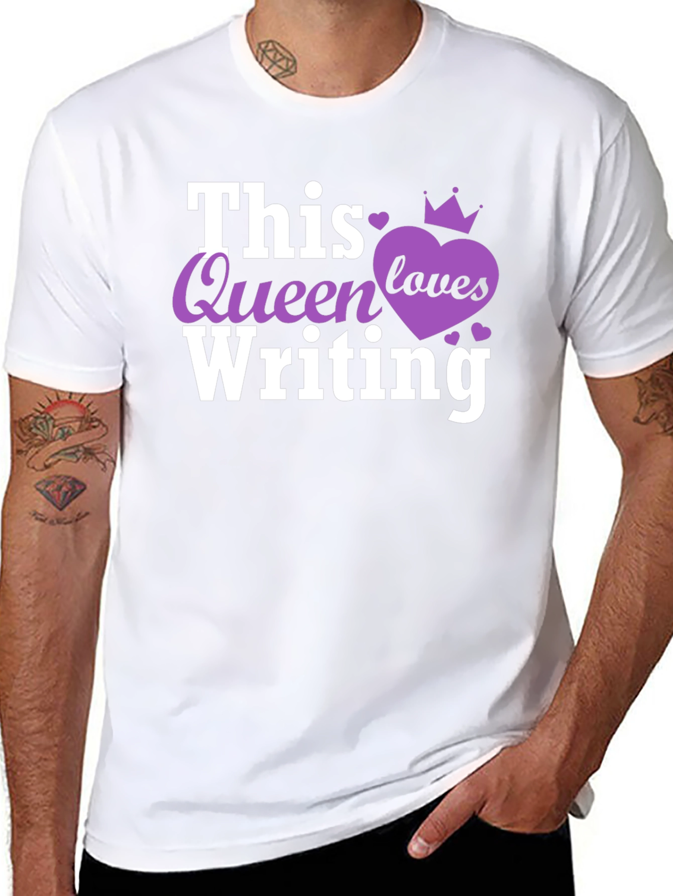 Black Queen Writing T-Shirt - Black Novelty Tee view 8